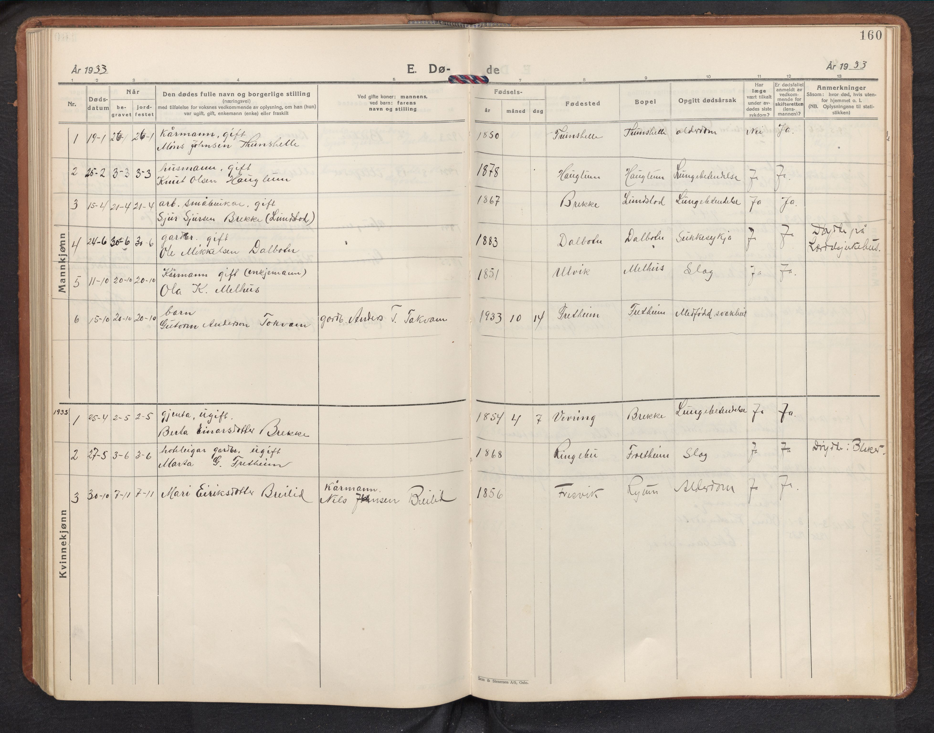 Aurland sokneprestembete, AV/SAB-A-99937/H/Hb/Hbb/L0003: Klokkerbok nr. B 3, 1929-1972, s. 159b-160a