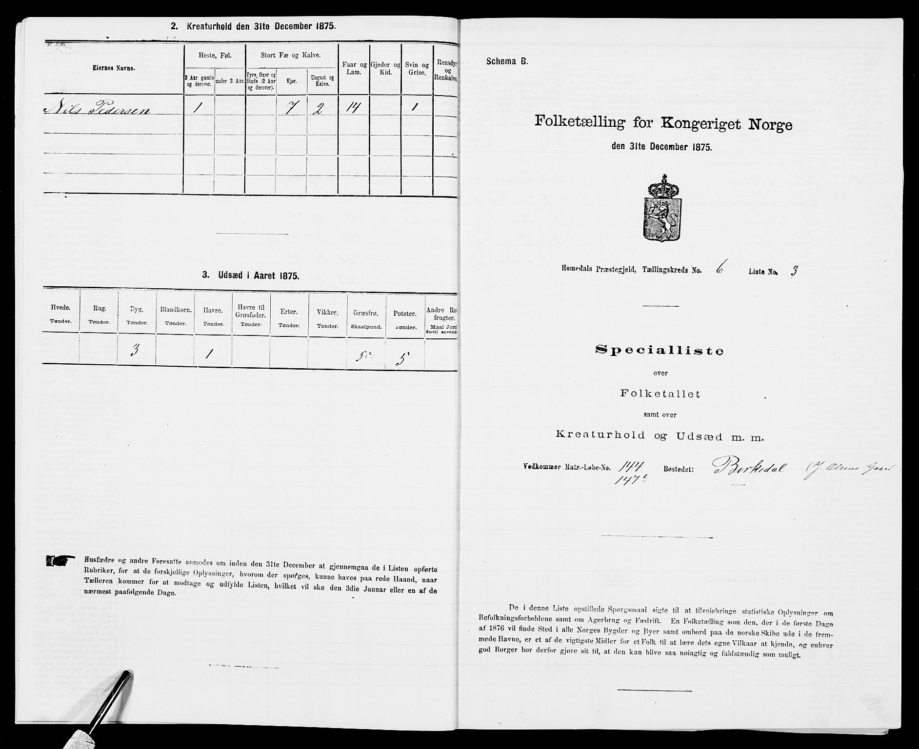 SAK, Folketelling 1875 for 0924P Homedal prestegjeld, 1875, s. 1042