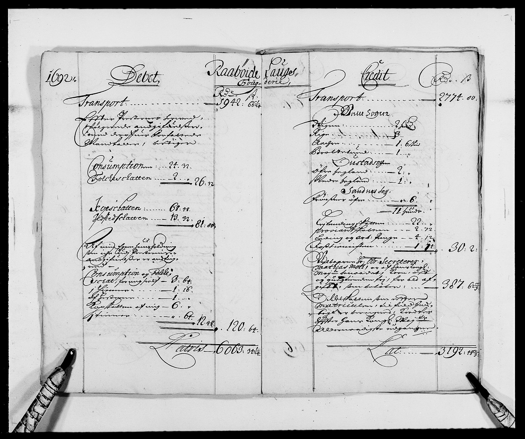 Rentekammeret inntil 1814, Reviderte regnskaper, Fogderegnskap, AV/RA-EA-4092/R40/L2443: Fogderegnskap Råbyggelag, 1691-1692, s. 126