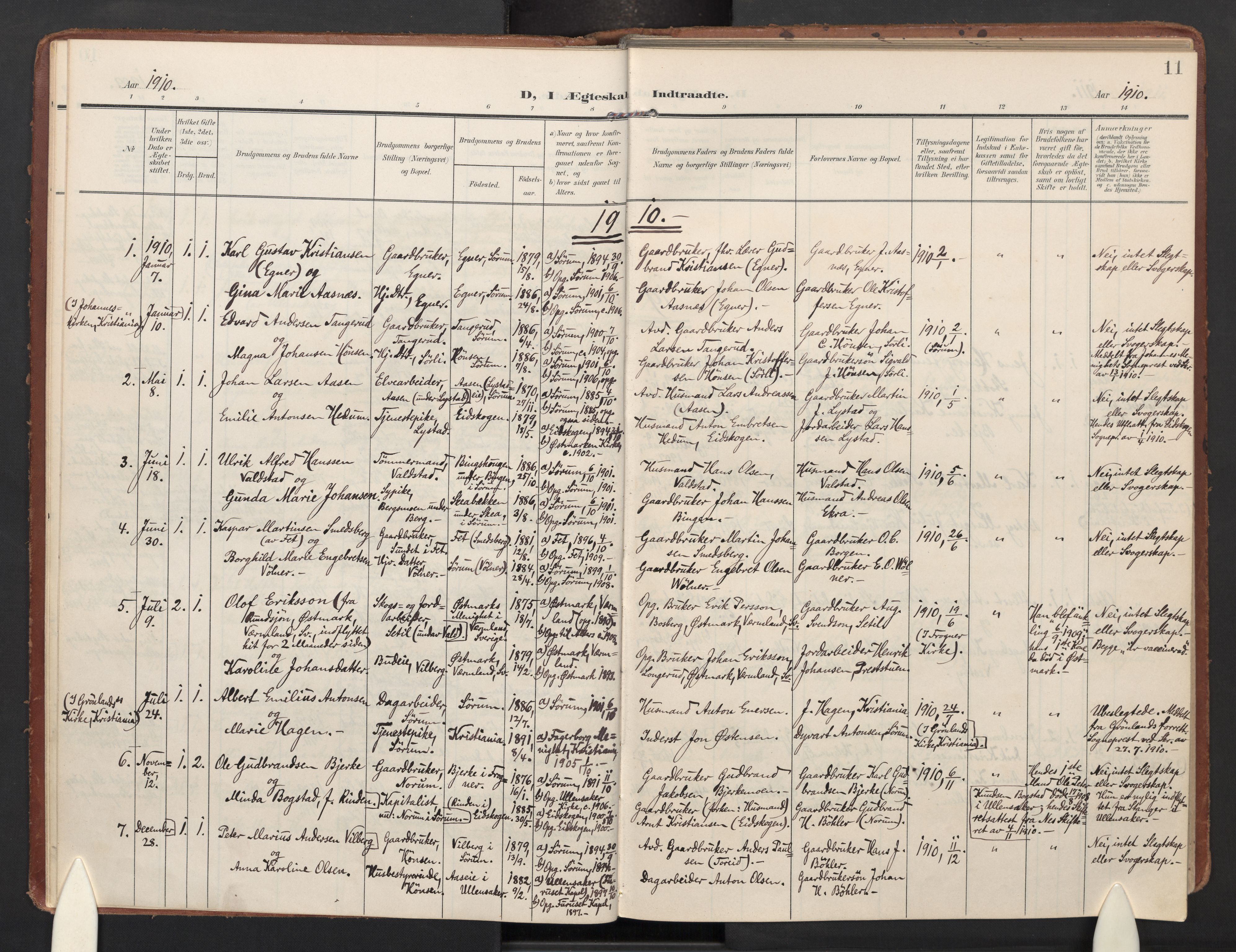 Sørum prestekontor Kirkebøker, AV/SAO-A-10303/F/Fa/L0009: Ministerialbok nr. I 9, 1905-1931, s. 11