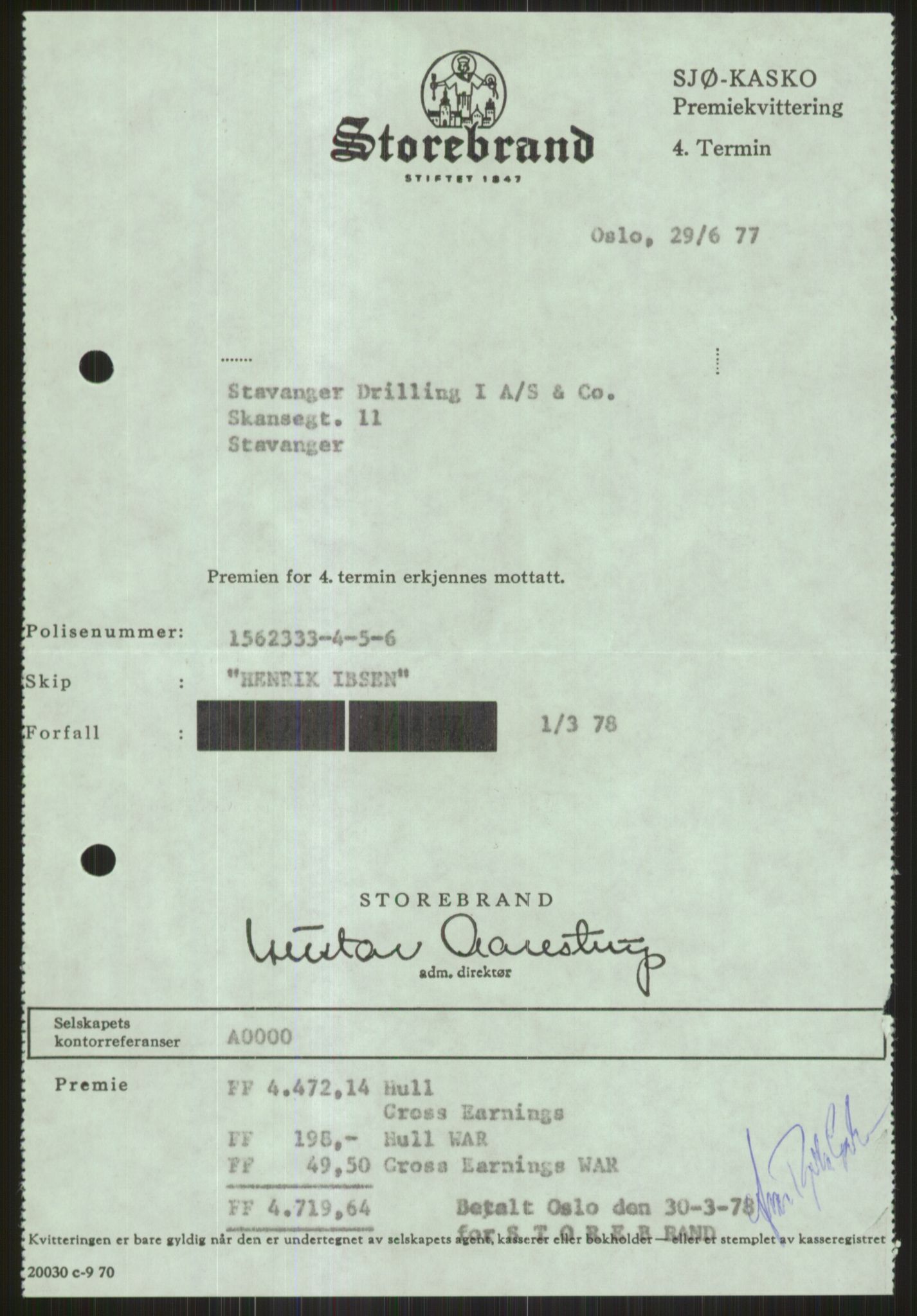Pa 1503 - Stavanger Drilling AS, SAST/A-101906/D/L0005: Korrespondanse og saksdokumenter, 1974-1985, s. 703
