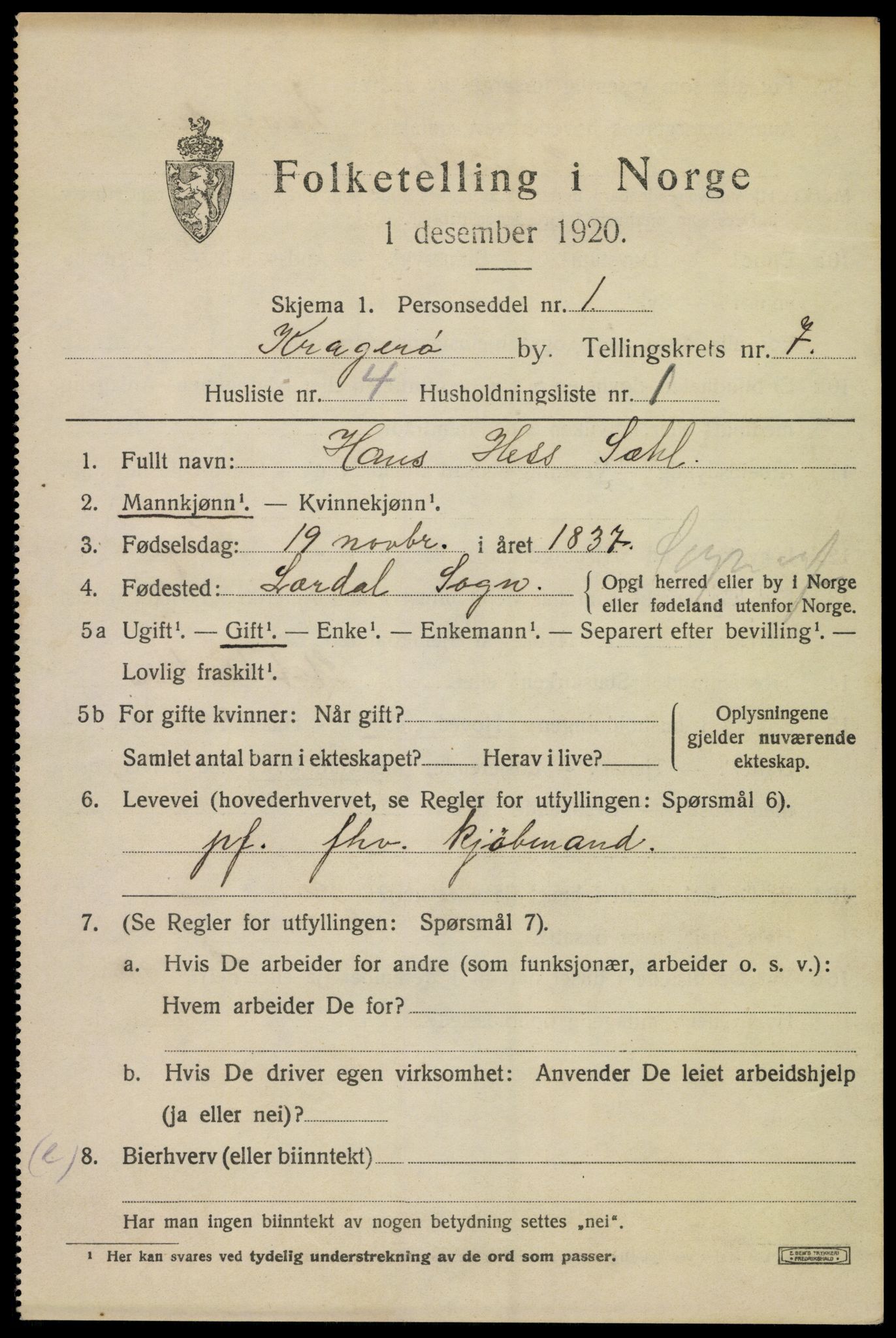 SAKO, Folketelling 1920 for 0801 Kragerø kjøpstad, 1920, s. 9739