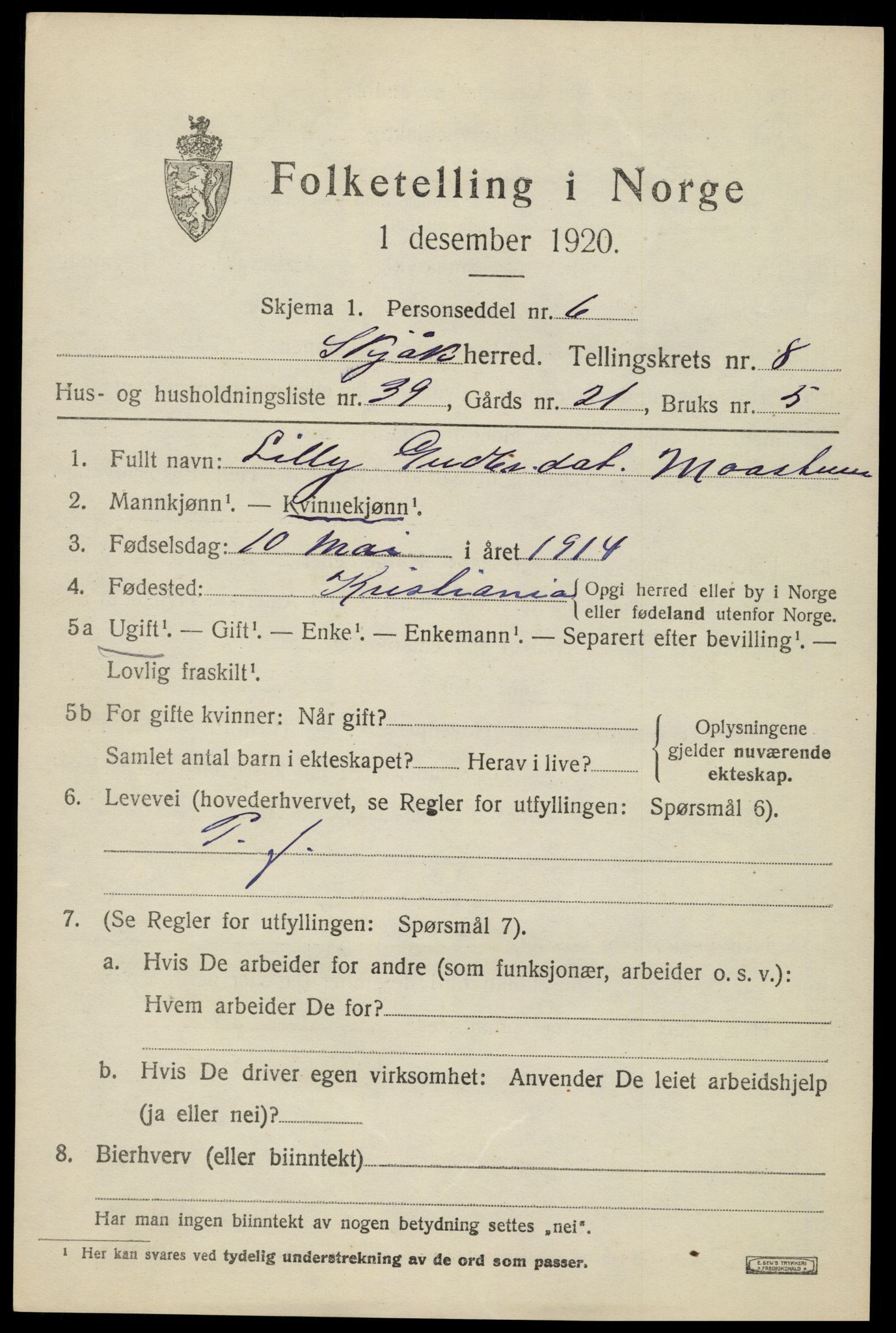 SAH, Folketelling 1920 for 0513 Skjåk herred, 1920, s. 4206
