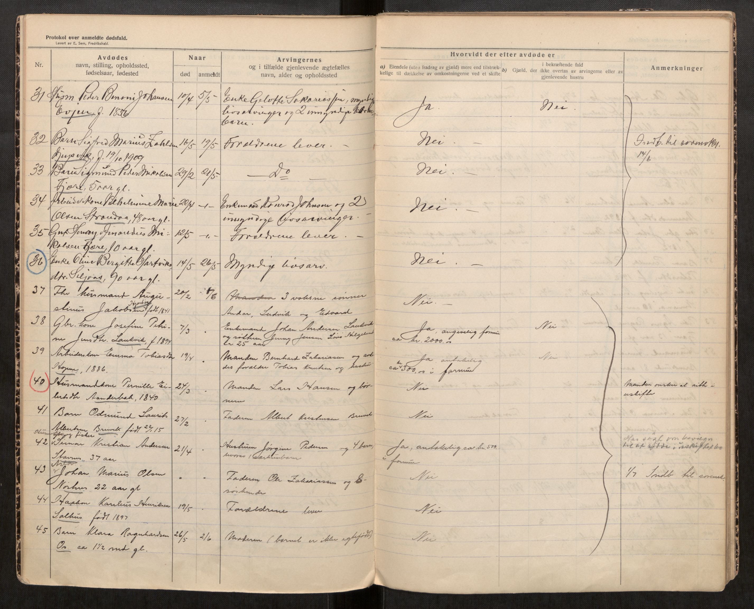 Folla lensmannskontor, AV/SAT-A-5686, 1914-1923