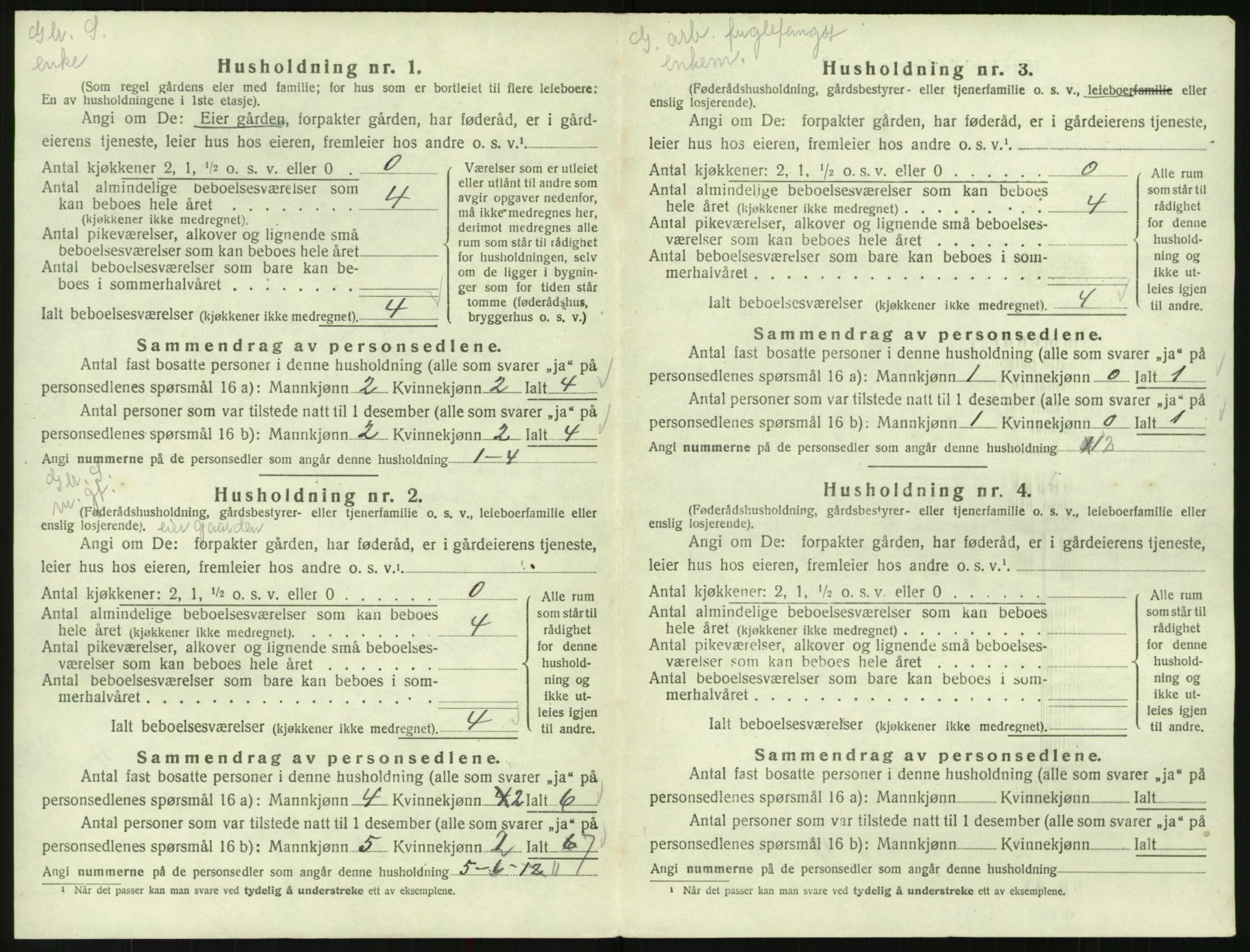 SAK, Folketelling 1920 for 0940 Valle herred, 1920, s. 214