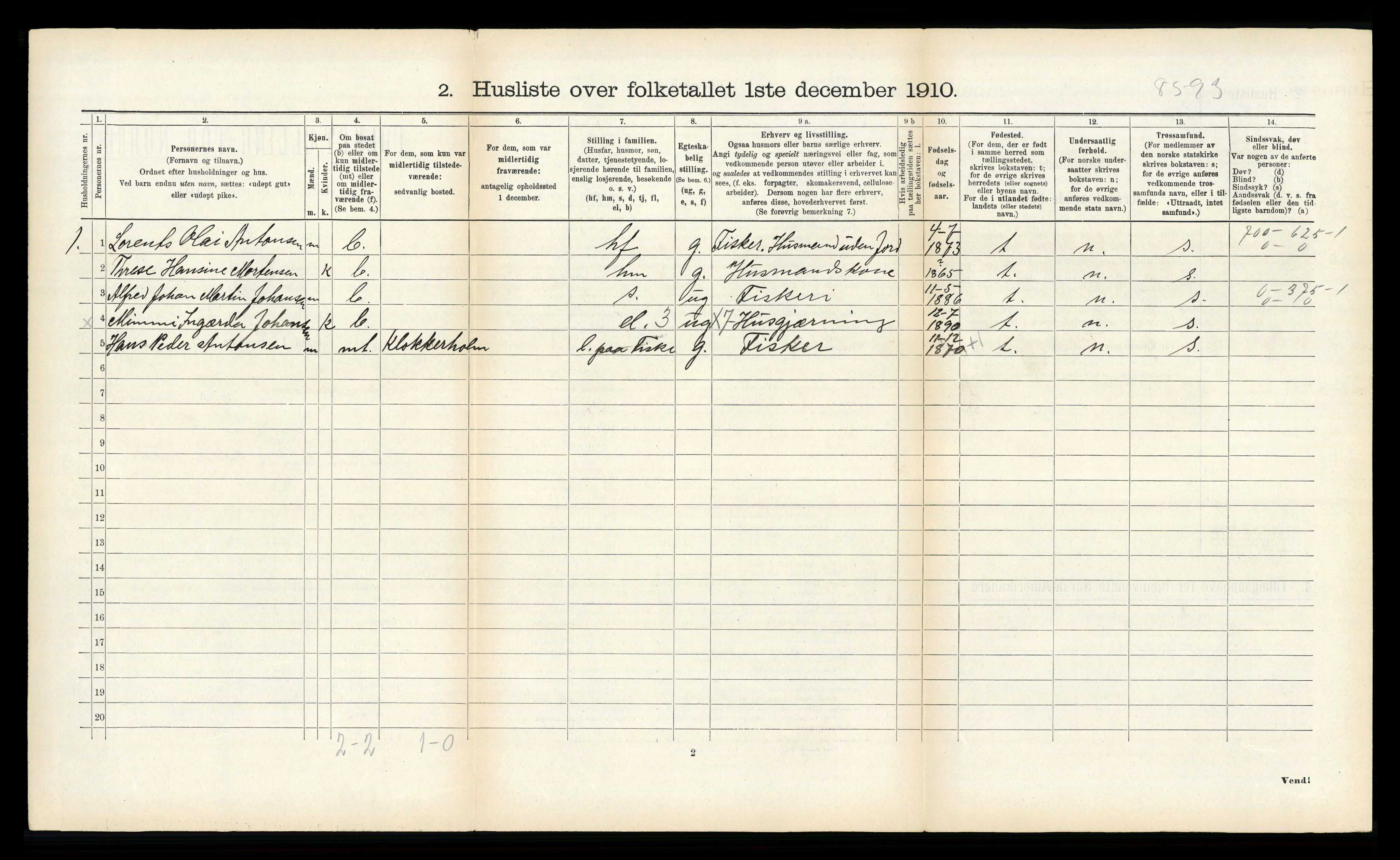 RA, Folketelling 1910 for 1934 Tromsøysund herred, 1910, s. 1412