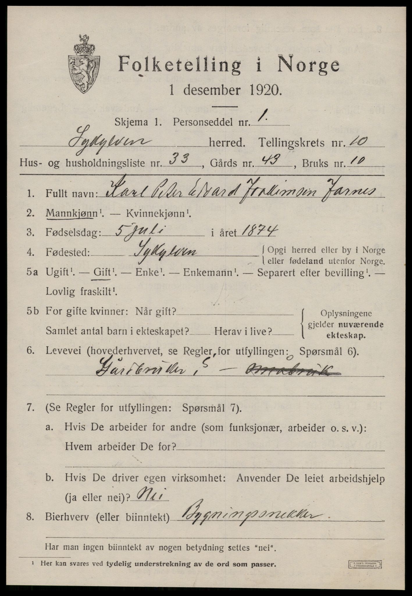 SAT, Folketelling 1920 for 1528 Sykkylven herred, 1920, s. 5401