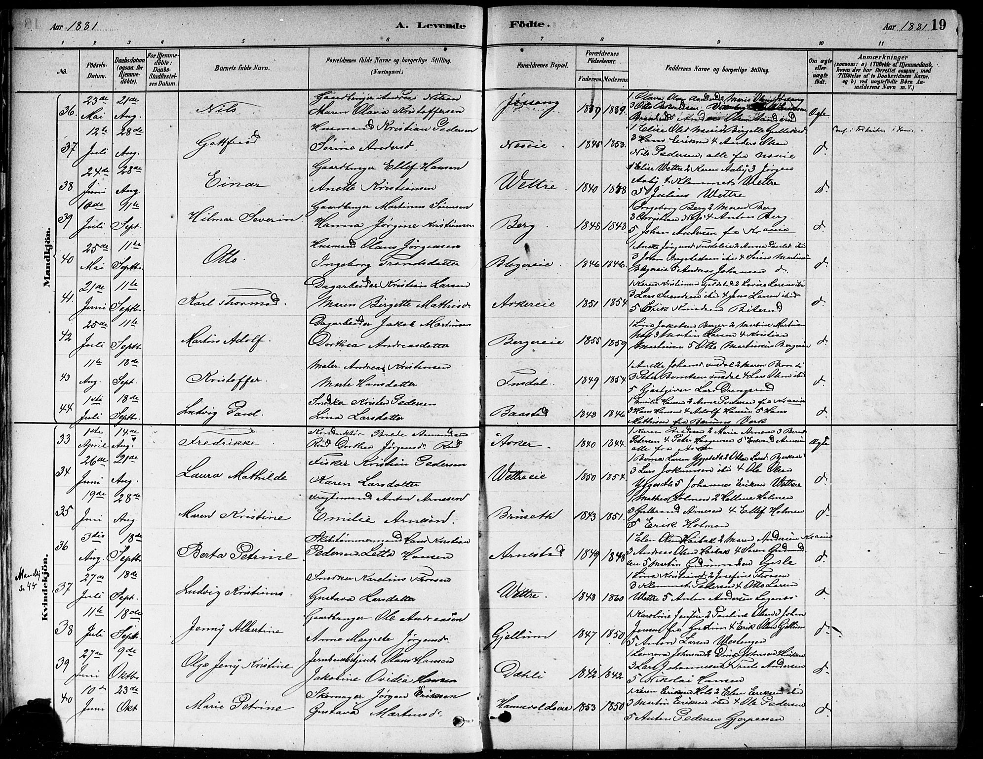 Asker prestekontor Kirkebøker, AV/SAO-A-10256a/F/Fa/L0013: Ministerialbok nr. I 13, 1879-1896, s. 19