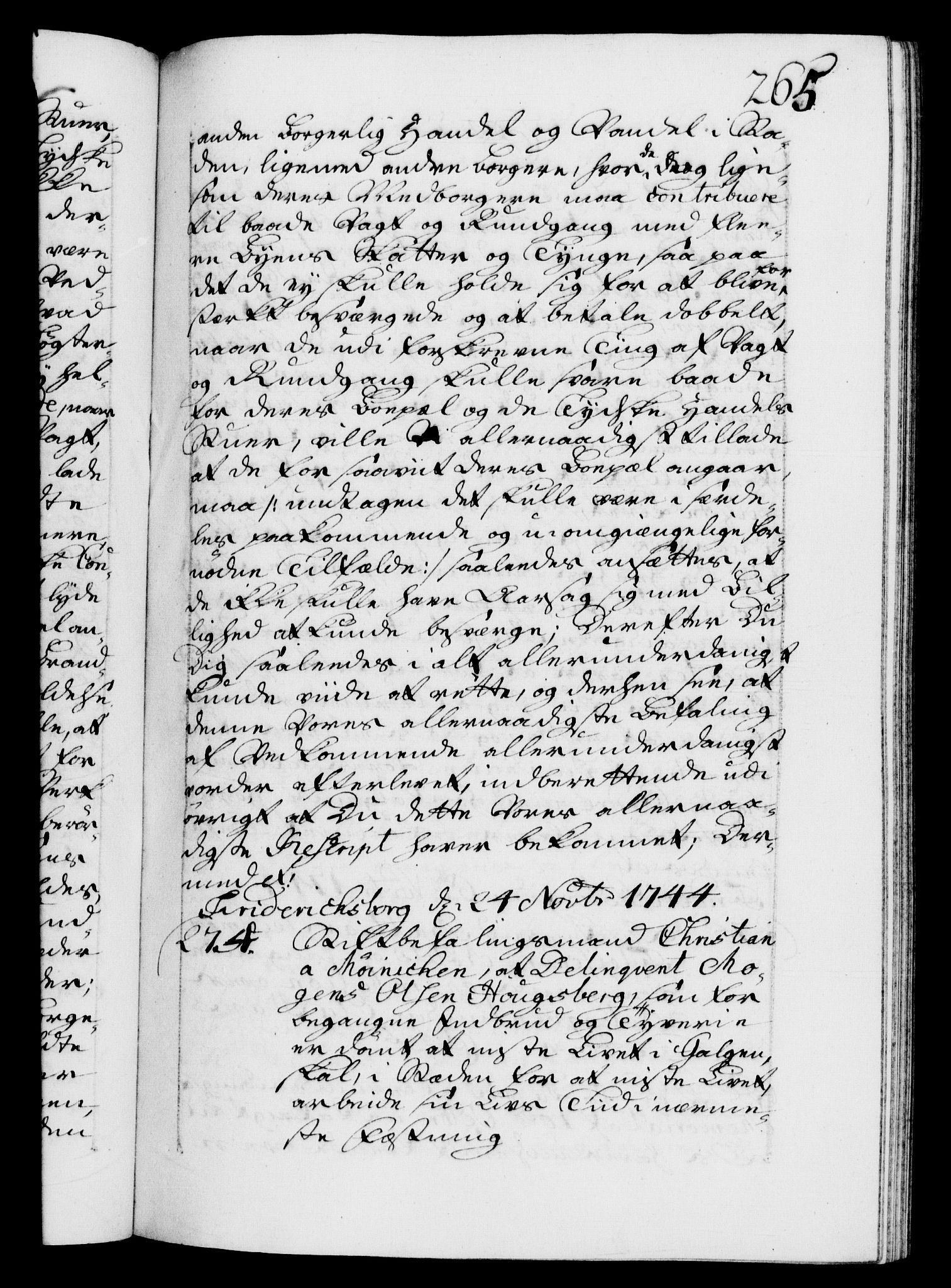 Danske Kanselli 1572-1799, AV/RA-EA-3023/F/Fc/Fca/Fcab/L0030: Norske tegnelser, 1744-1746, s. 265a