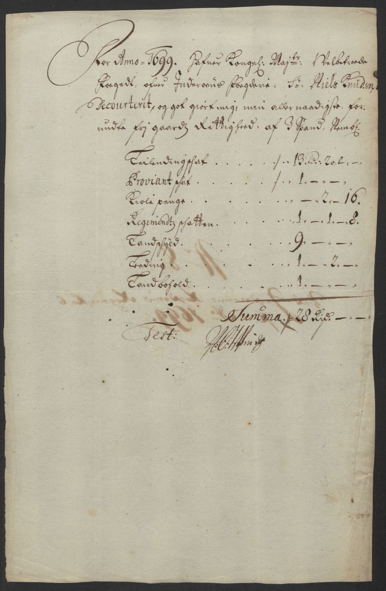 Rentekammeret inntil 1814, Reviderte regnskaper, Fogderegnskap, RA/EA-4092/R63/L4310: Fogderegnskap Inderøy, 1698-1699, s. 359