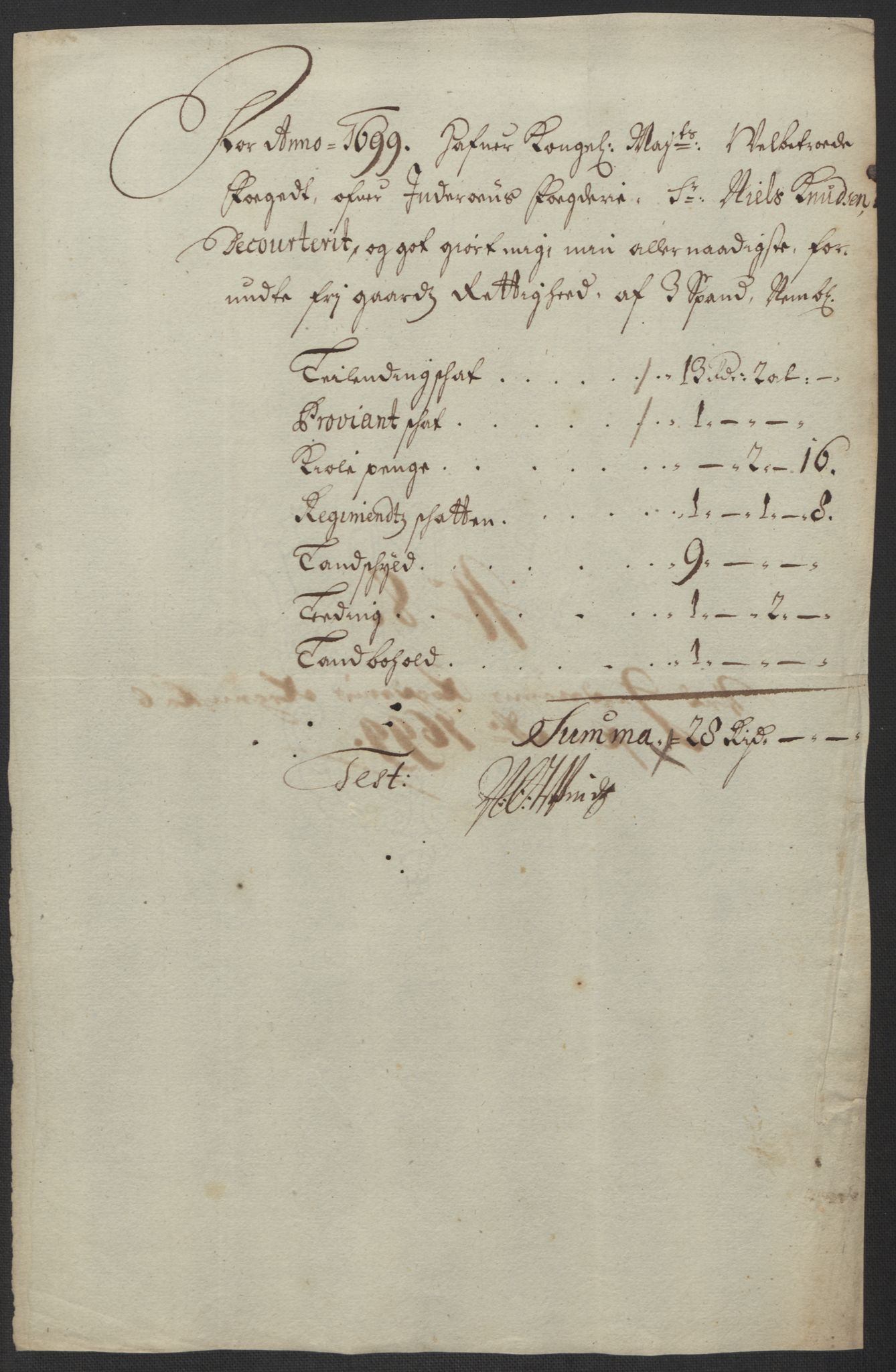 Rentekammeret inntil 1814, Reviderte regnskaper, Fogderegnskap, AV/RA-EA-4092/R63/L4310: Fogderegnskap Inderøy, 1698-1699, s. 359
