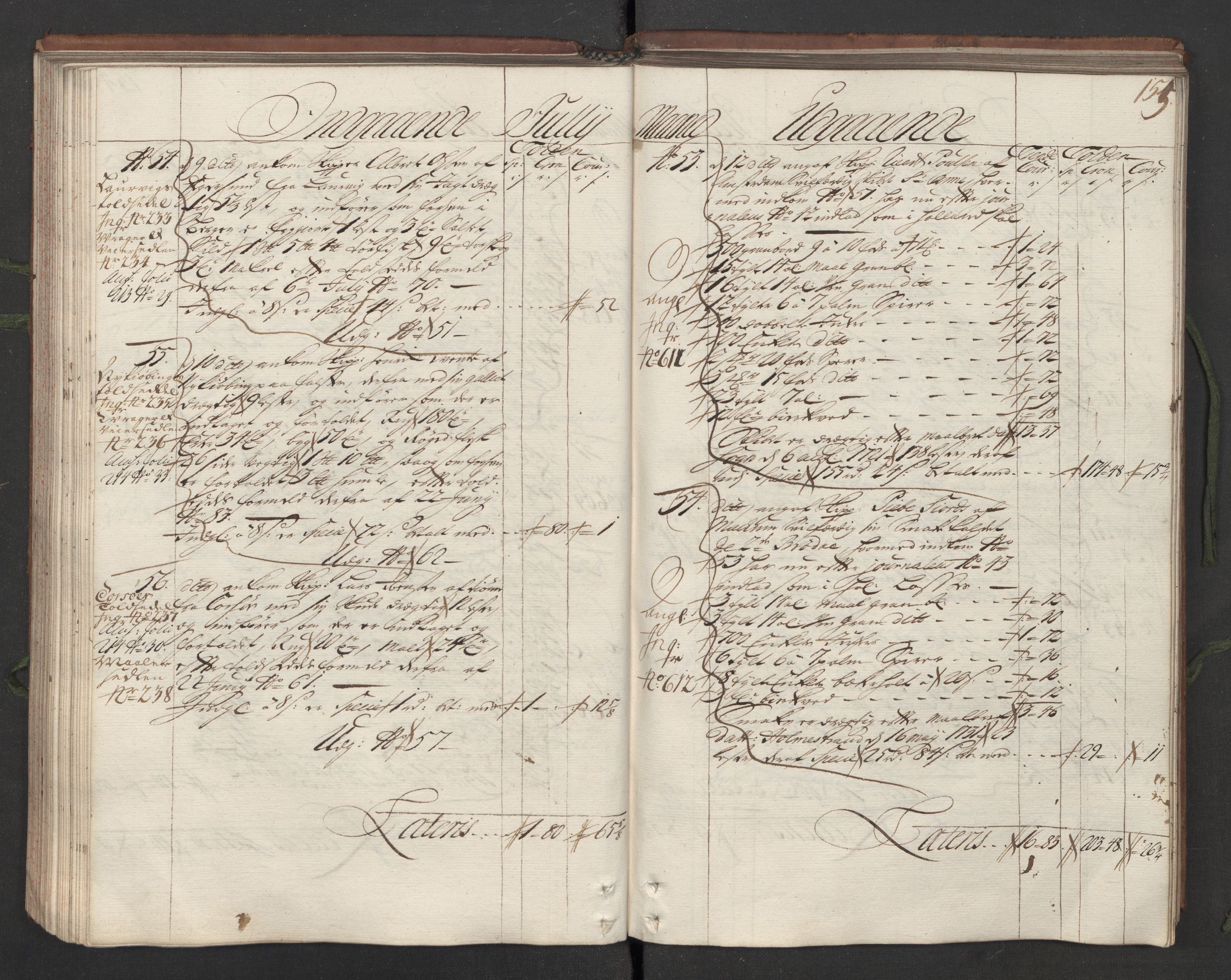 Generaltollkammeret, tollregnskaper, AV/RA-EA-5490/R05/L0012/0001: Tollregnskaper Moss, Son, Krokstad / Hovedtollbok, 1731, s. 154b-155a