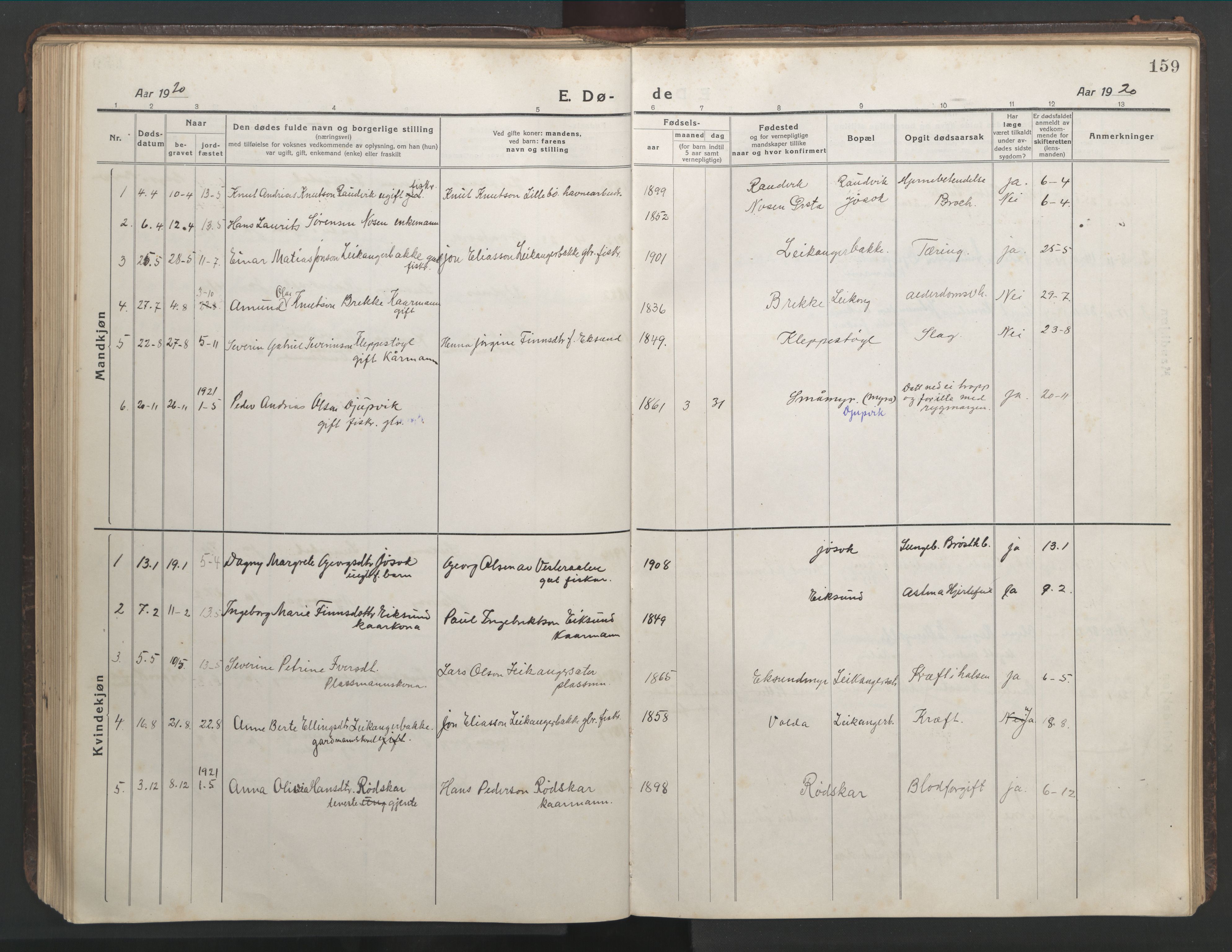 Ministerialprotokoller, klokkerbøker og fødselsregistre - Møre og Romsdal, AV/SAT-A-1454/508/L0099: Klokkerbok nr. 508C03, 1917-1947, s. 159