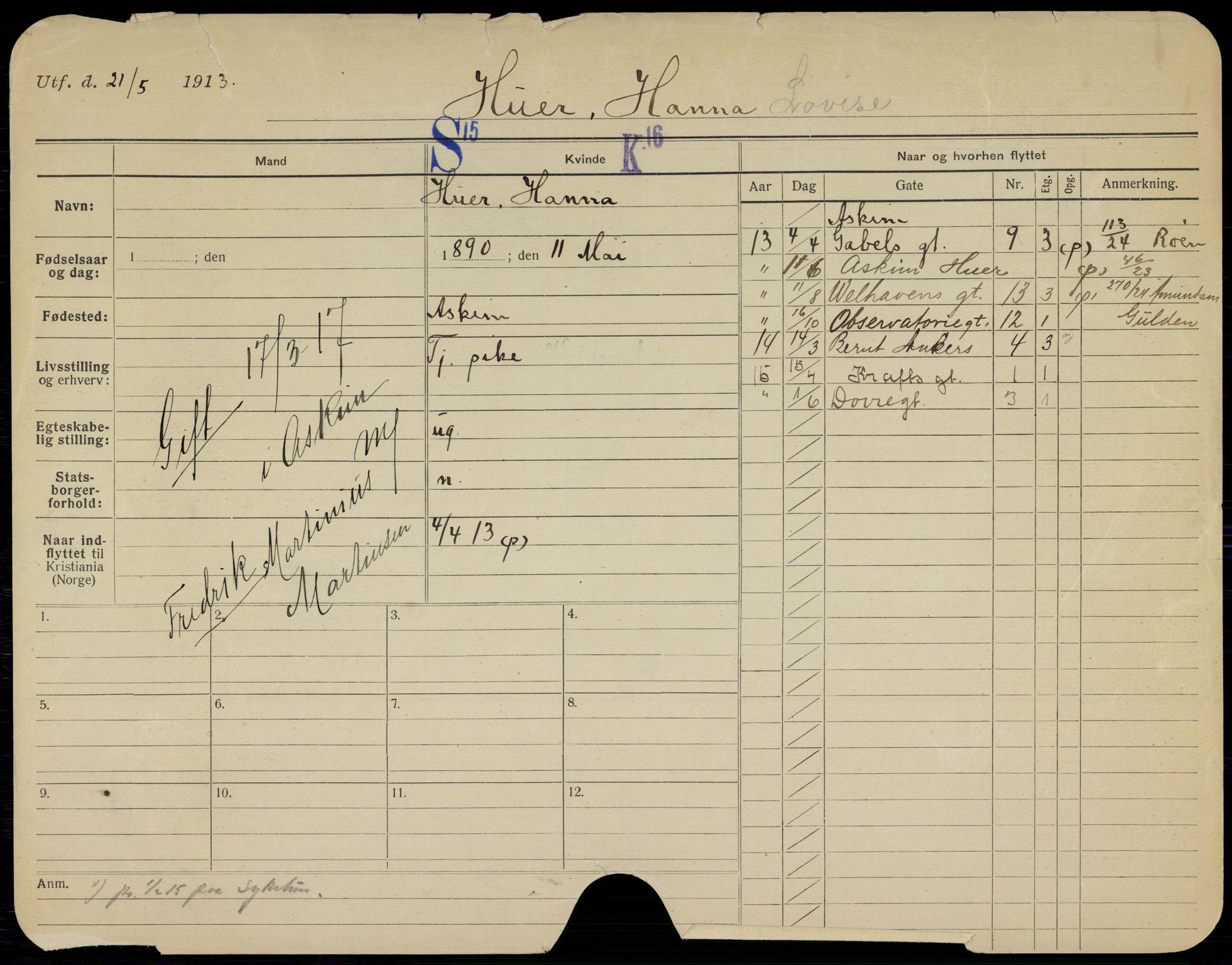 Oslo folkeregister, Registerkort, SAO/A-11715/K/Kb/L0029: HU - N, 1917