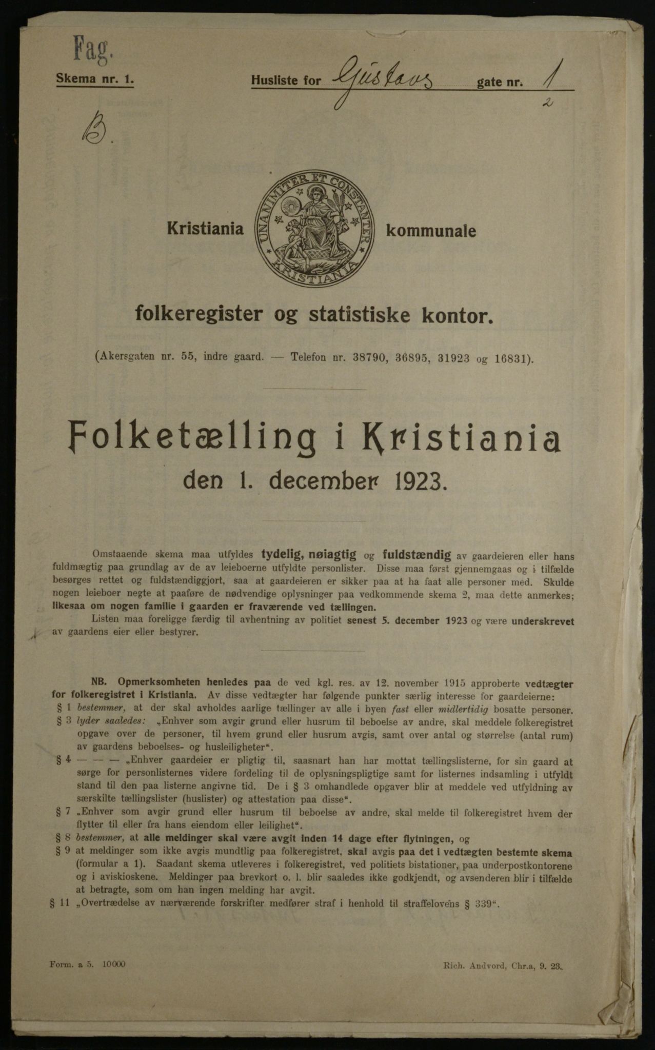 OBA, Kommunal folketelling 1.12.1923 for Kristiania, 1923, s. 36295