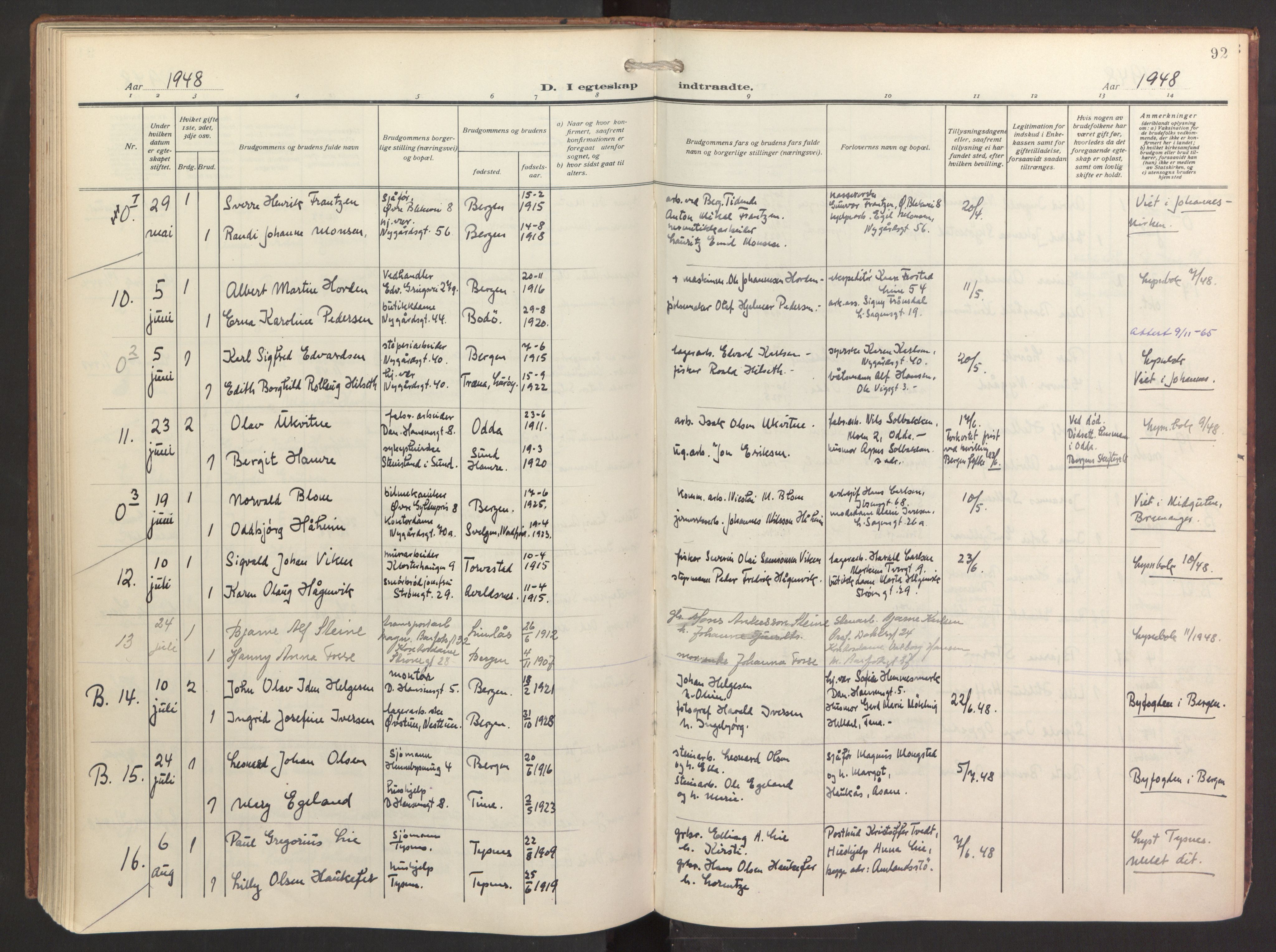 St. Jacob sokneprestembete, AV/SAB-A-78001/H/Haa/L0005: Ministerialbok nr. C 1, 1917-1951, s. 92