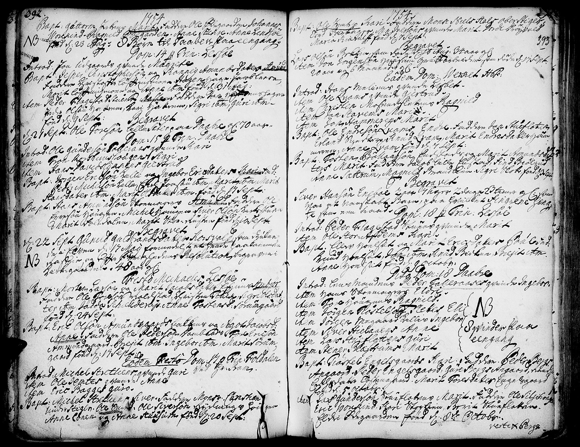 Lesja prestekontor, AV/SAH-PREST-068/H/Ha/Haa/L0002: Ministerialbok nr. 2, 1732-1776, s. 392-393