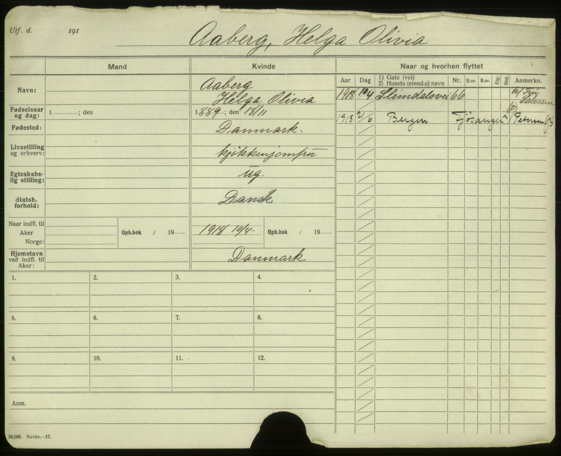 Oslo folkeregister, Registerkort, AV/SAO-A-11715/F/Fa/Faa/L0001: Kvinner, 1917-1922, s. 6