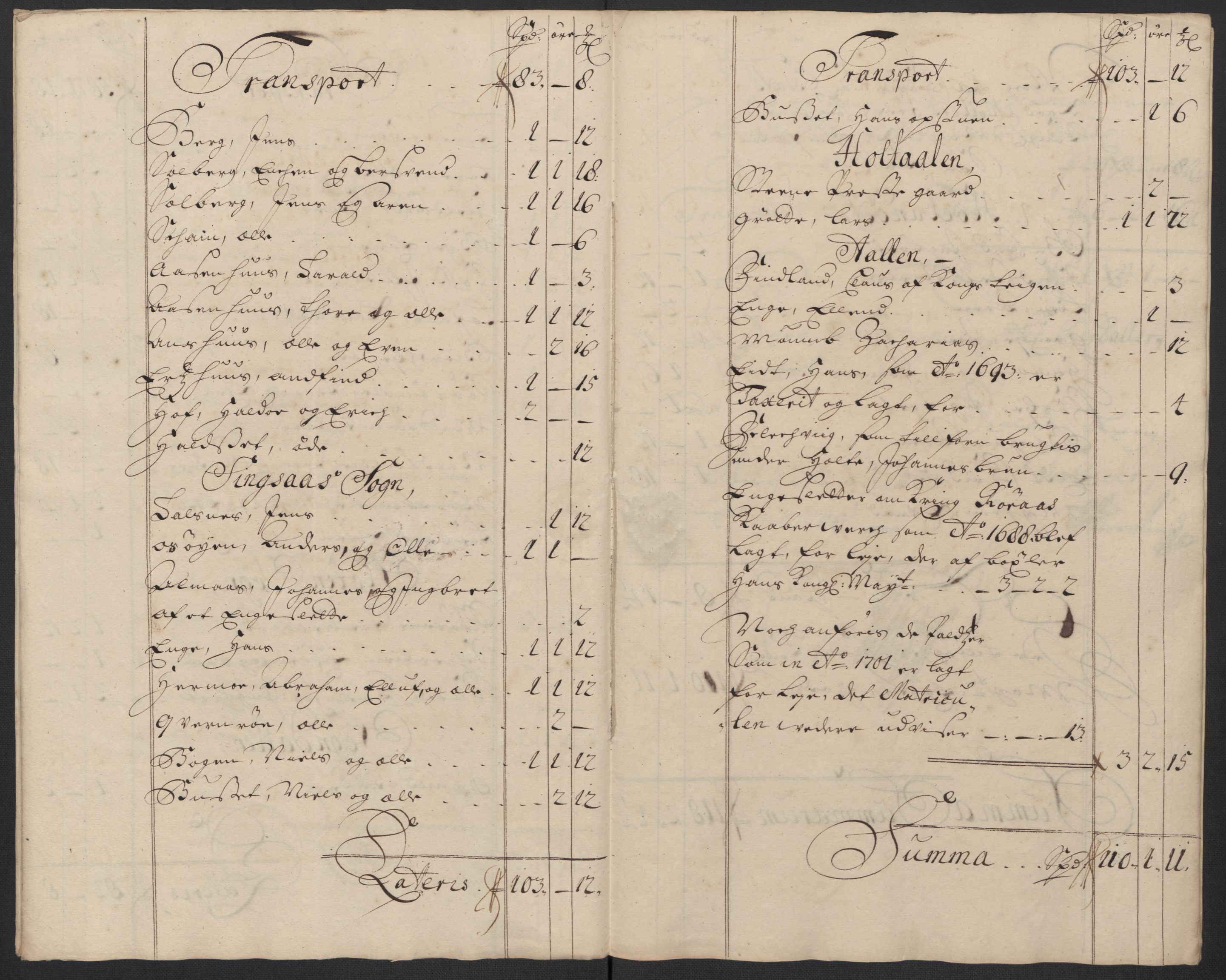 Rentekammeret inntil 1814, Reviderte regnskaper, Fogderegnskap, RA/EA-4092/R60/L3958: Fogderegnskap Orkdal og Gauldal, 1708, s. 294