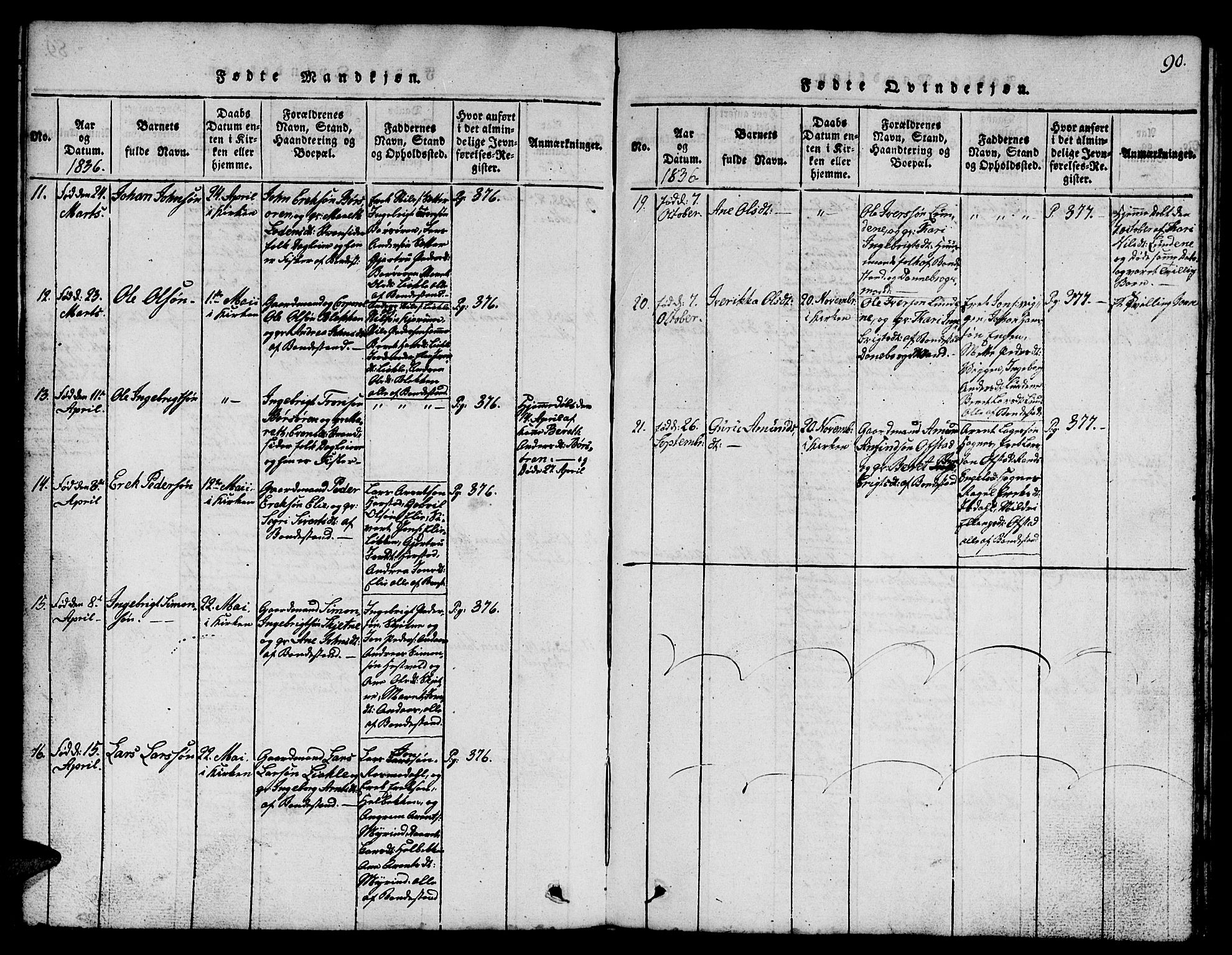 Ministerialprotokoller, klokkerbøker og fødselsregistre - Sør-Trøndelag, SAT/A-1456/665/L0776: Klokkerbok nr. 665C01, 1817-1837, s. 90