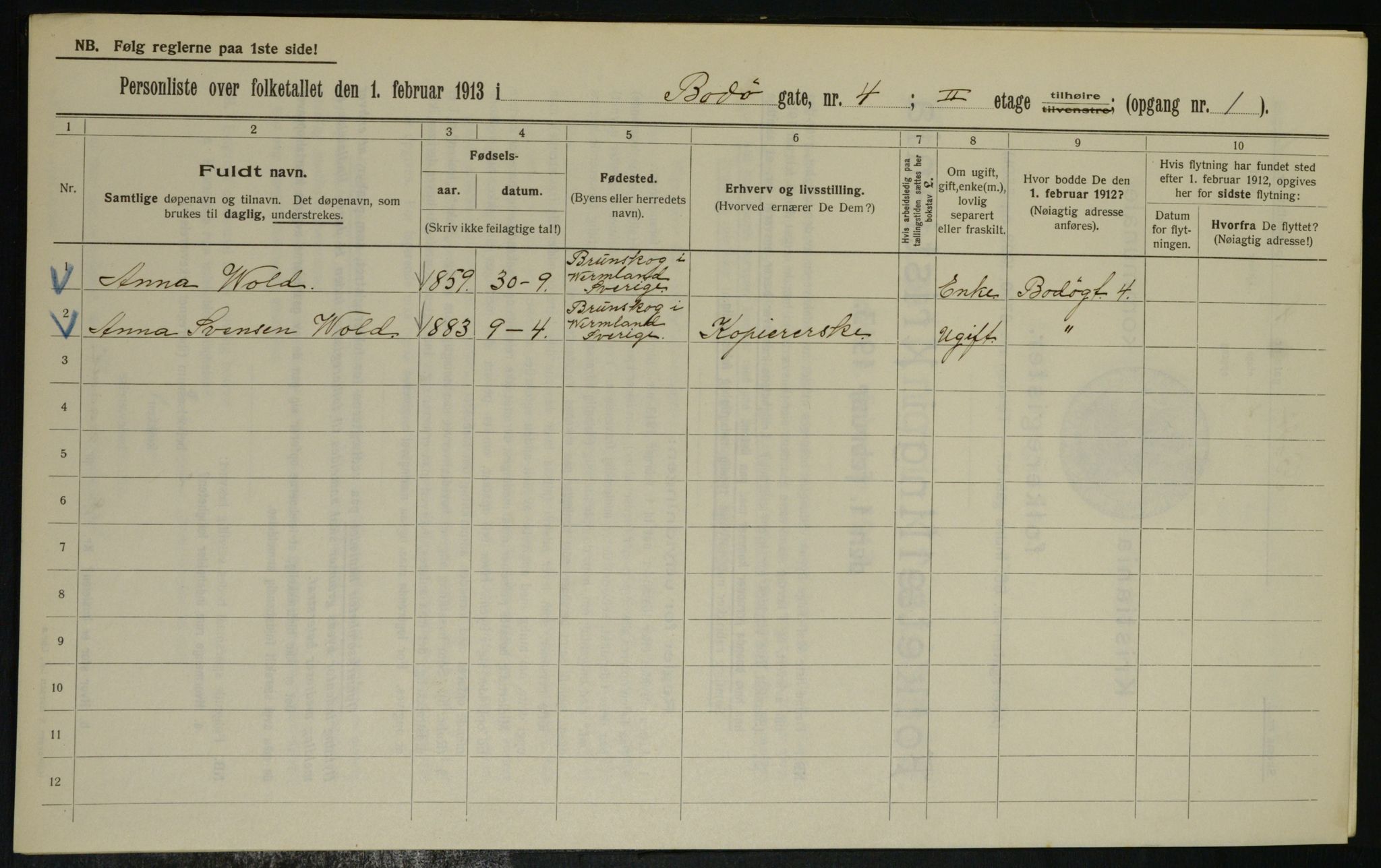 OBA, Kommunal folketelling 1.2.1913 for Kristiania, 1913, s. 6580