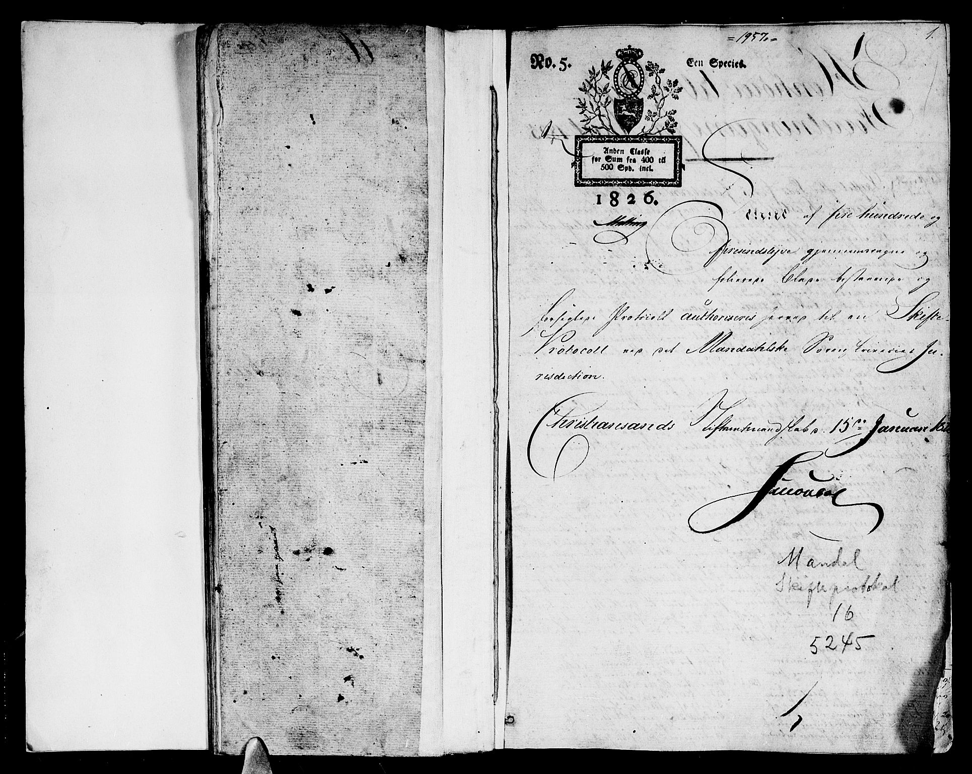 Mandal sorenskriveri, SAK/1221-0005/001/H/Hc/L0042: Skifteprotokoll med register nr 16, 1825-1831, s. 0b-1a