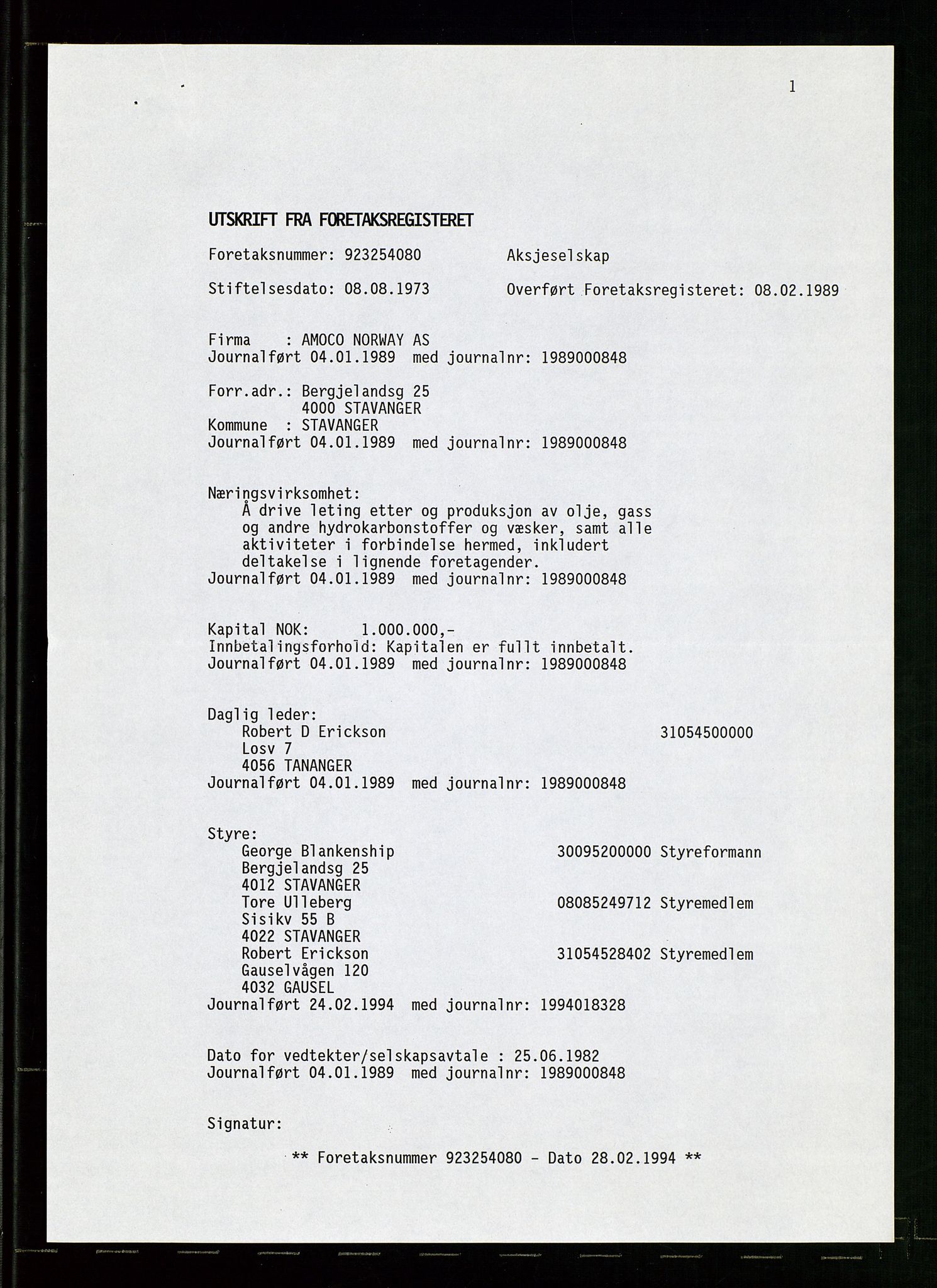 Pa 1740 - Amoco Norway Oil Company, AV/SAST-A-102405/22/A/Aa/L0001: Styreprotokoller og sakspapirer, 1965-1999, s. 140