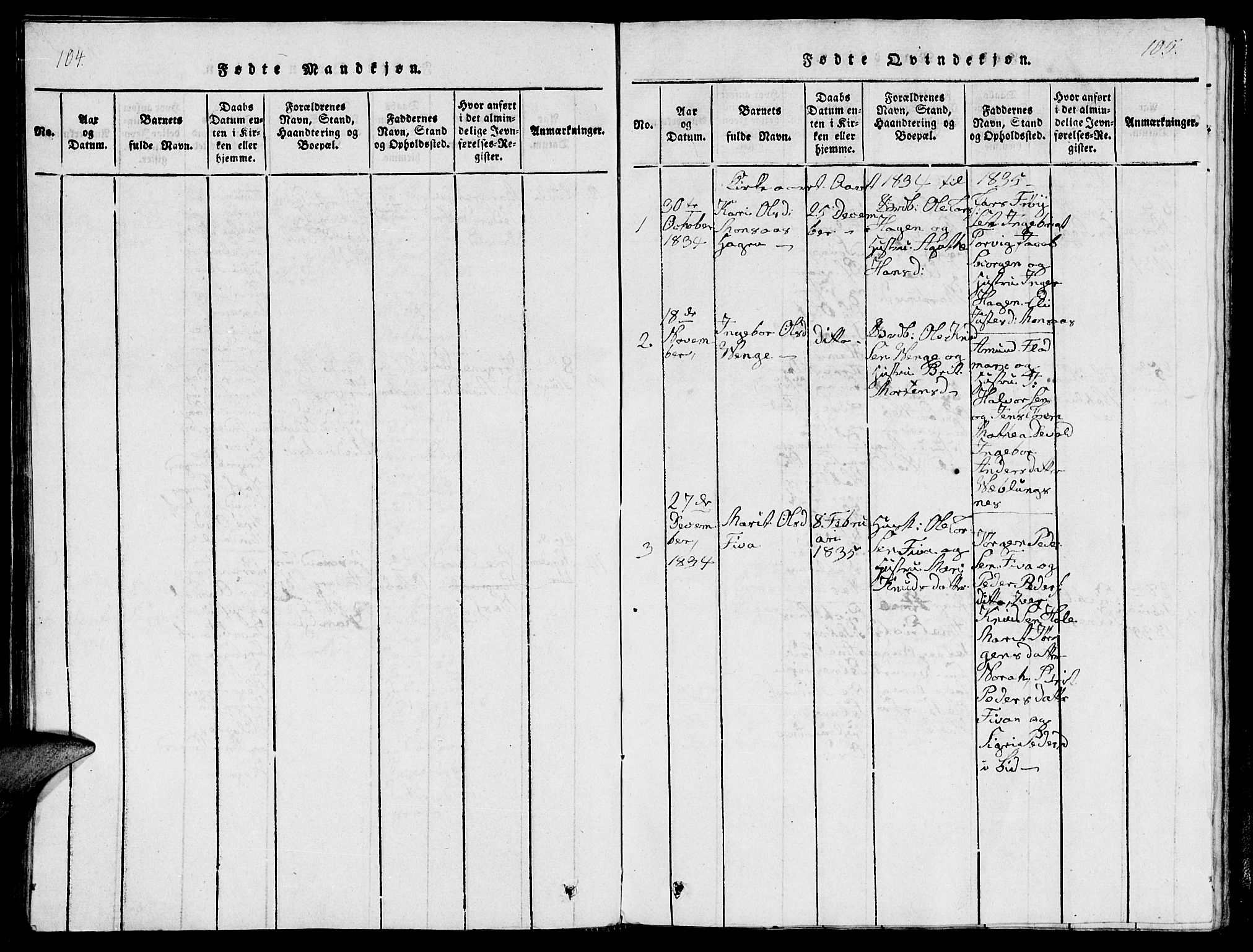 Ministerialprotokoller, klokkerbøker og fødselsregistre - Møre og Romsdal, SAT/A-1454/544/L0579: Klokkerbok nr. 544C01, 1818-1836, s. 104-105