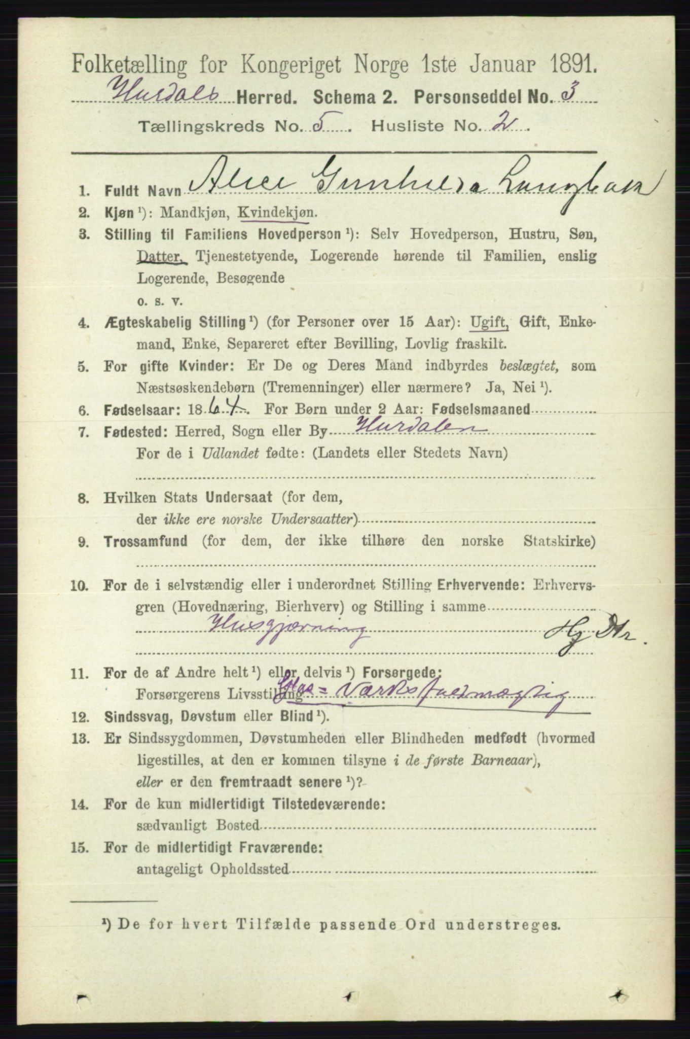 RA, Folketelling 1891 for 0239 Hurdal herred, 1891, s. 2025