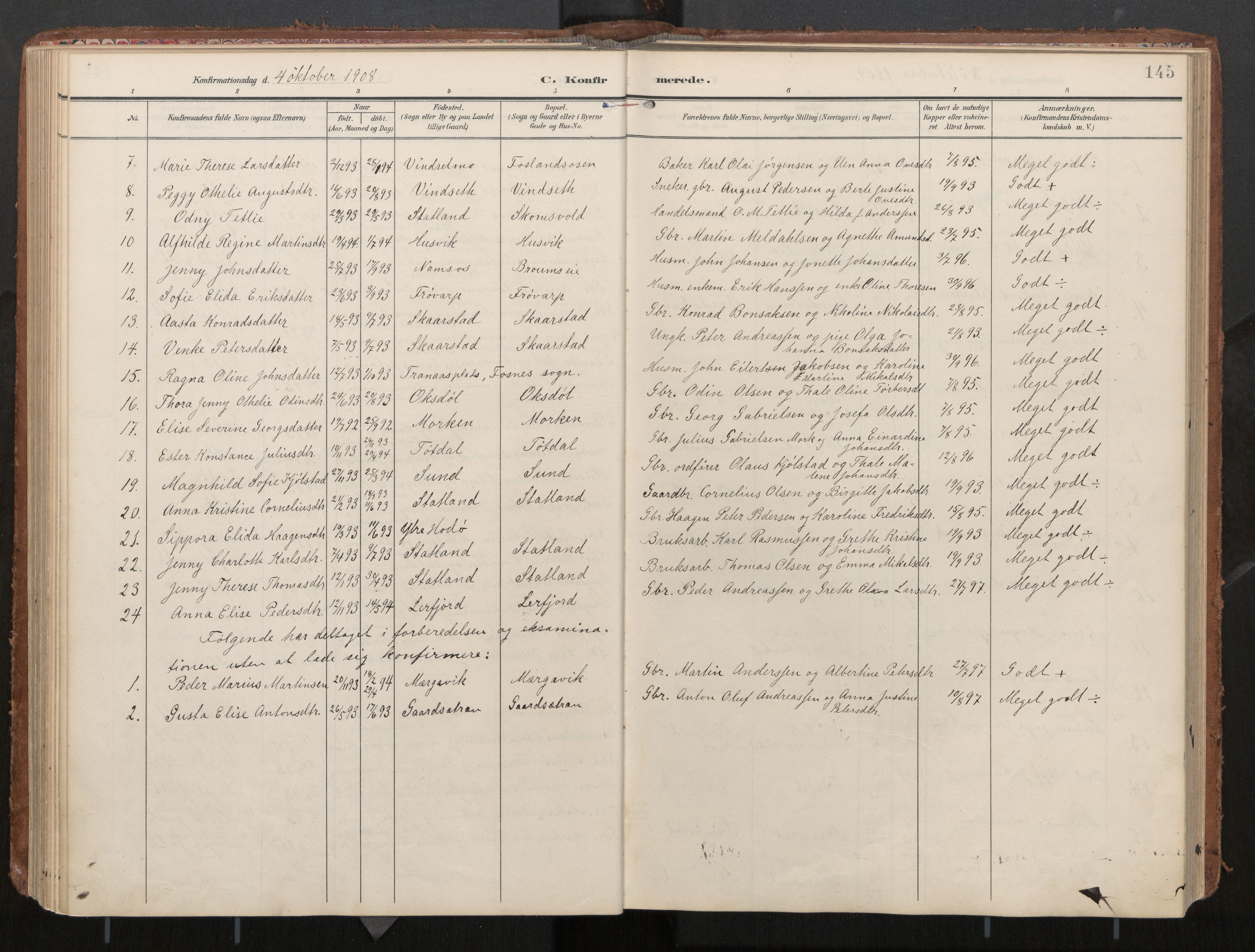 Ministerialprotokoller, klokkerbøker og fødselsregistre - Nord-Trøndelag, AV/SAT-A-1458/774/L0629: Ministerialbok, 1904-1926, s. 145