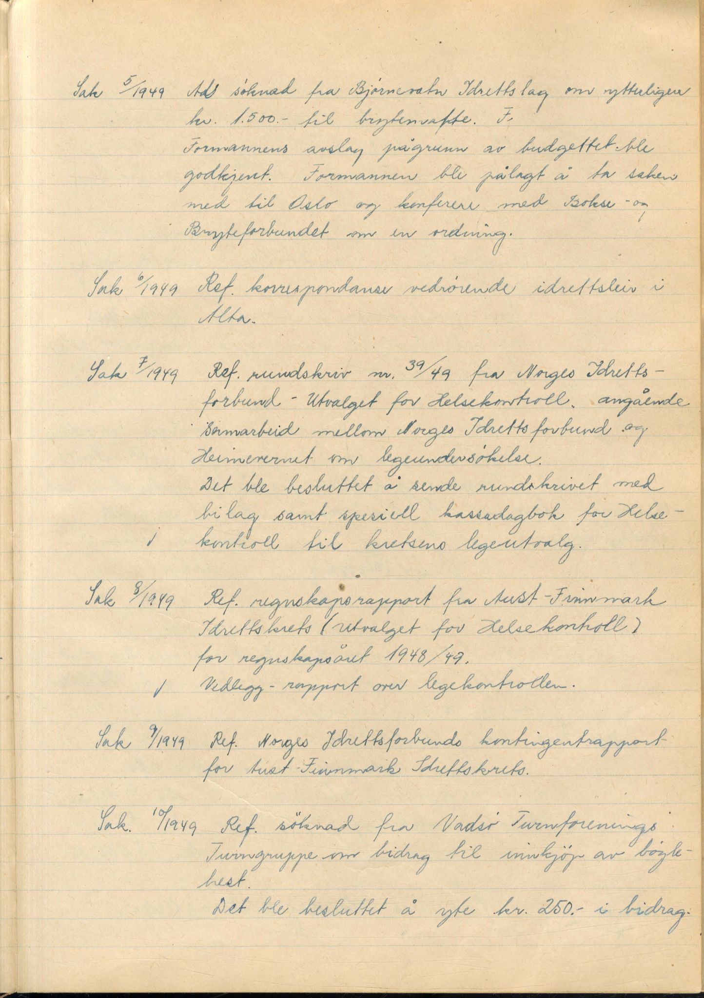 Aust-Finnmark Idrettskrets , FMFB/A-1041/A/L0001: Møteprotokoll for interimstyre, 1945-1951, s. 124