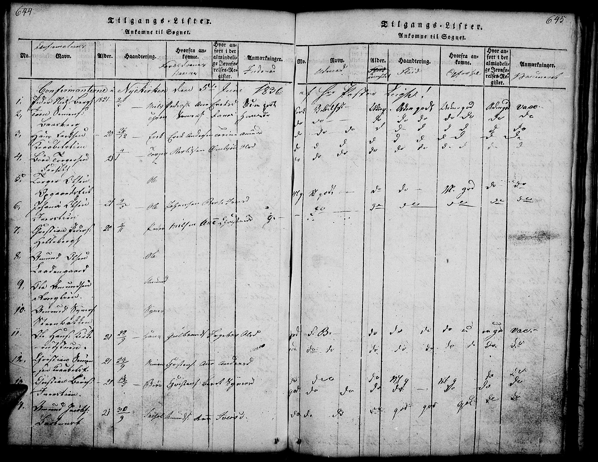 Gausdal prestekontor, AV/SAH-PREST-090/H/Ha/Hab/L0001: Klokkerbok nr. 1, 1817-1848, s. 644-645