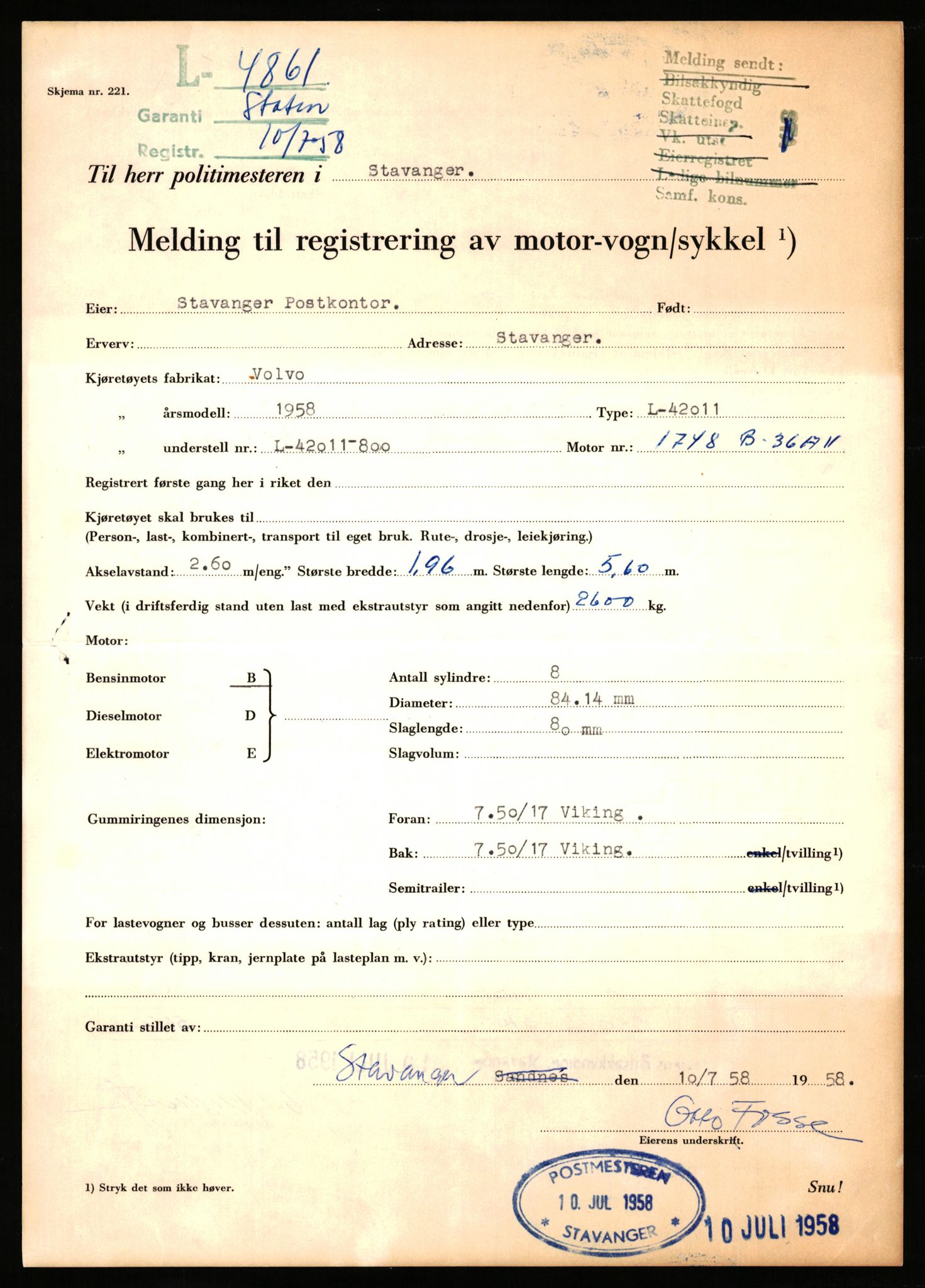 Stavanger trafikkstasjon, SAST/A-101942/0/F/L0013: L-4700 - L-5079, 1930-1971, s. 727