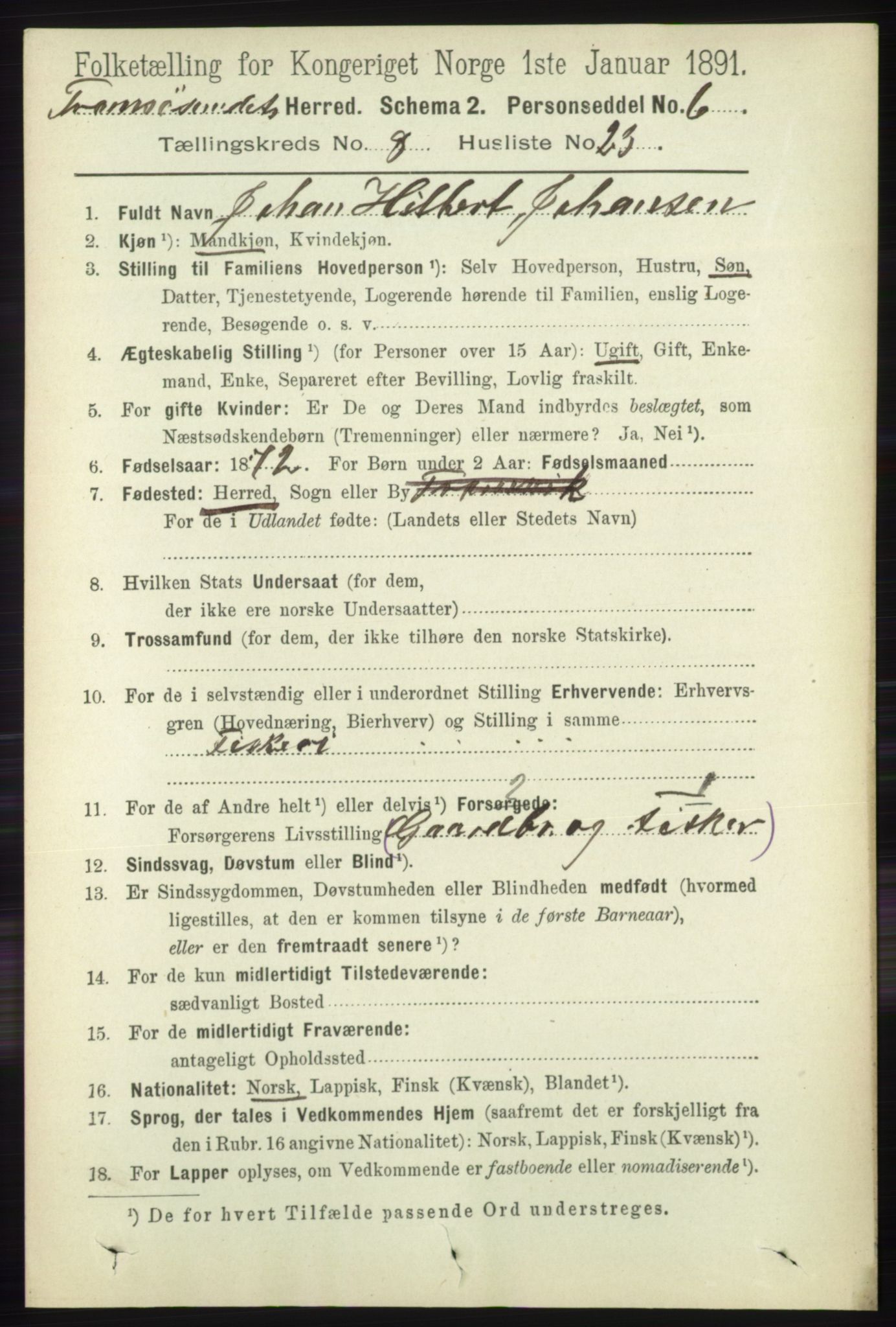 RA, Folketelling 1891 for 1934 Tromsøysund herred, 1891, s. 4608