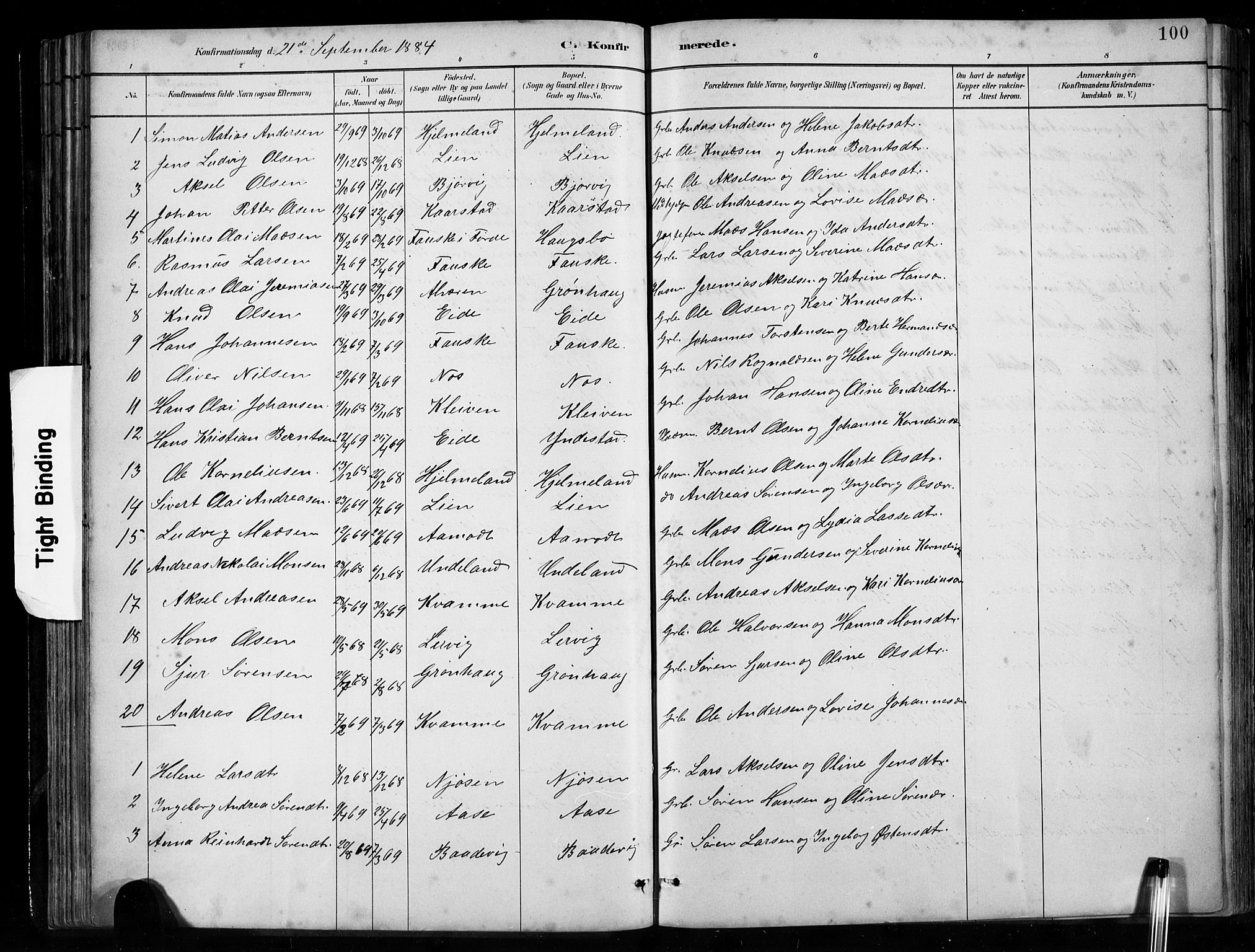 Gaular sokneprestembete, AV/SAB-A-80001/H/Hab: Klokkerbok nr. B 3, 1882-1913, s. 100