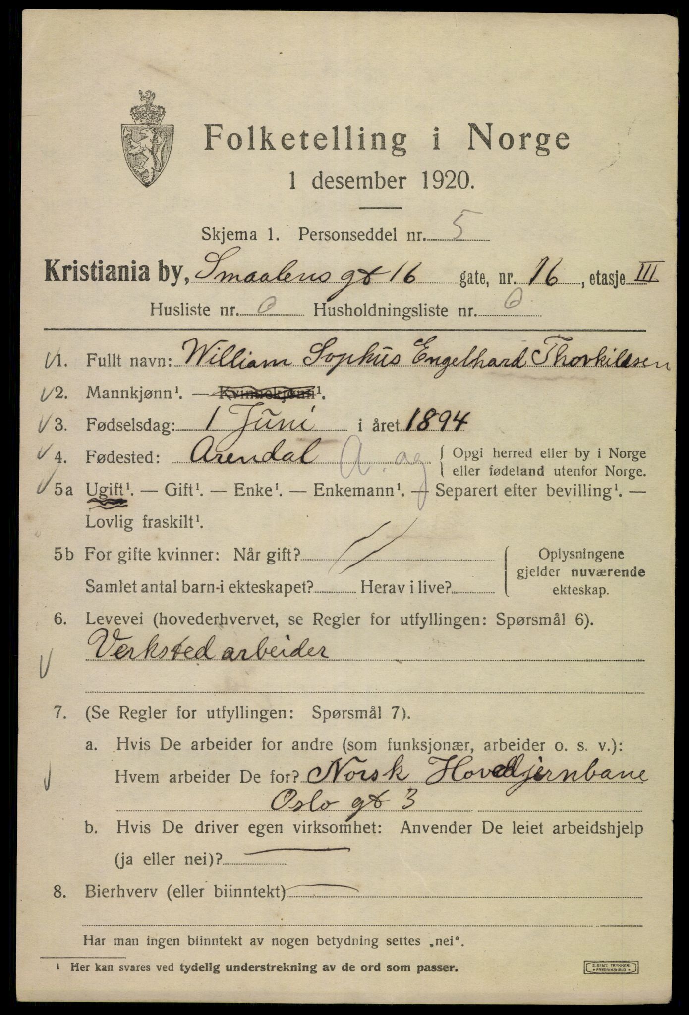 SAO, Folketelling 1920 for 0301 Kristiania kjøpstad, 1920, s. 518773