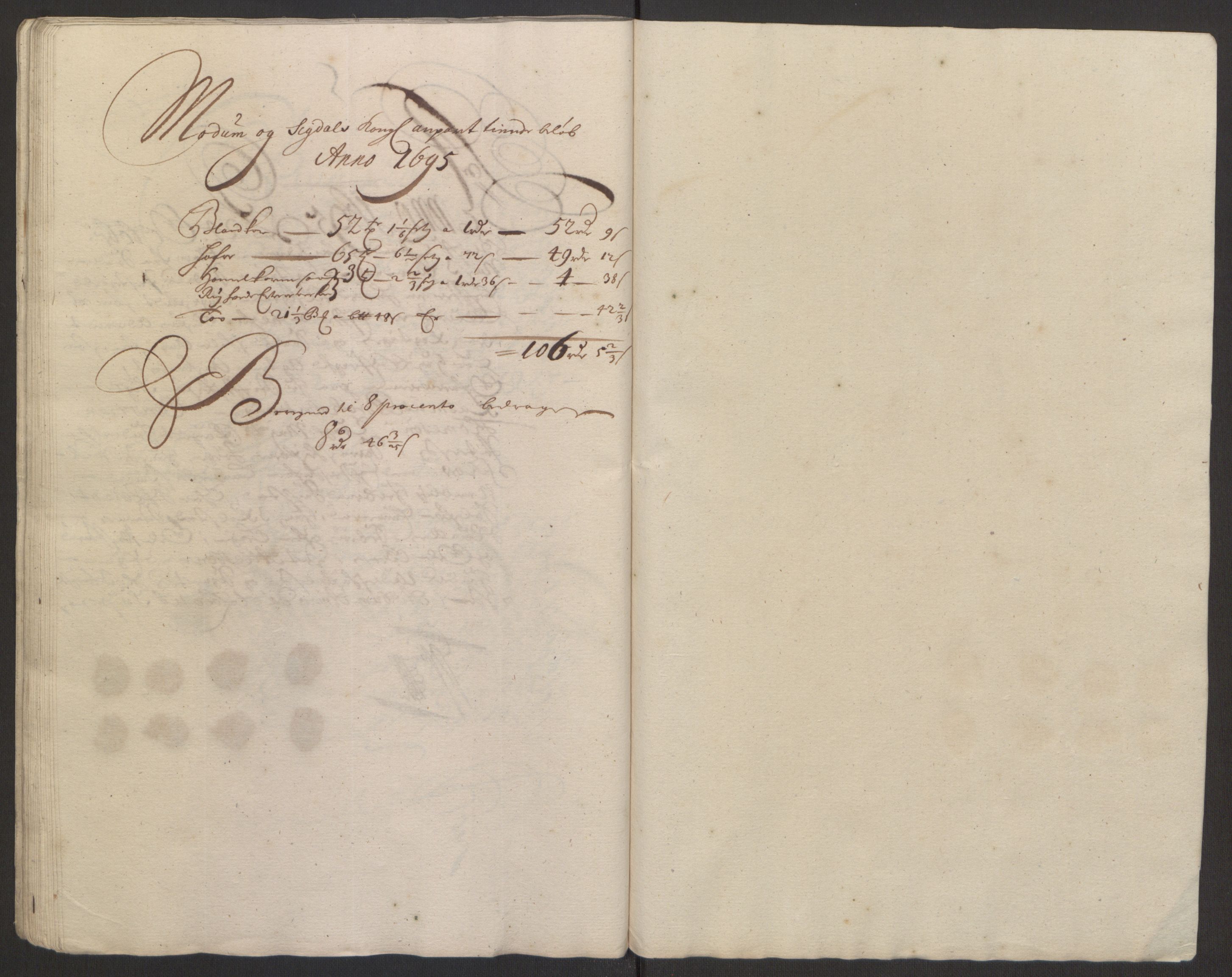 Rentekammeret inntil 1814, Reviderte regnskaper, Fogderegnskap, RA/EA-4092/R22/L1452: Fogderegnskap Ringerike, Hallingdal og Buskerud, 1695, s. 288