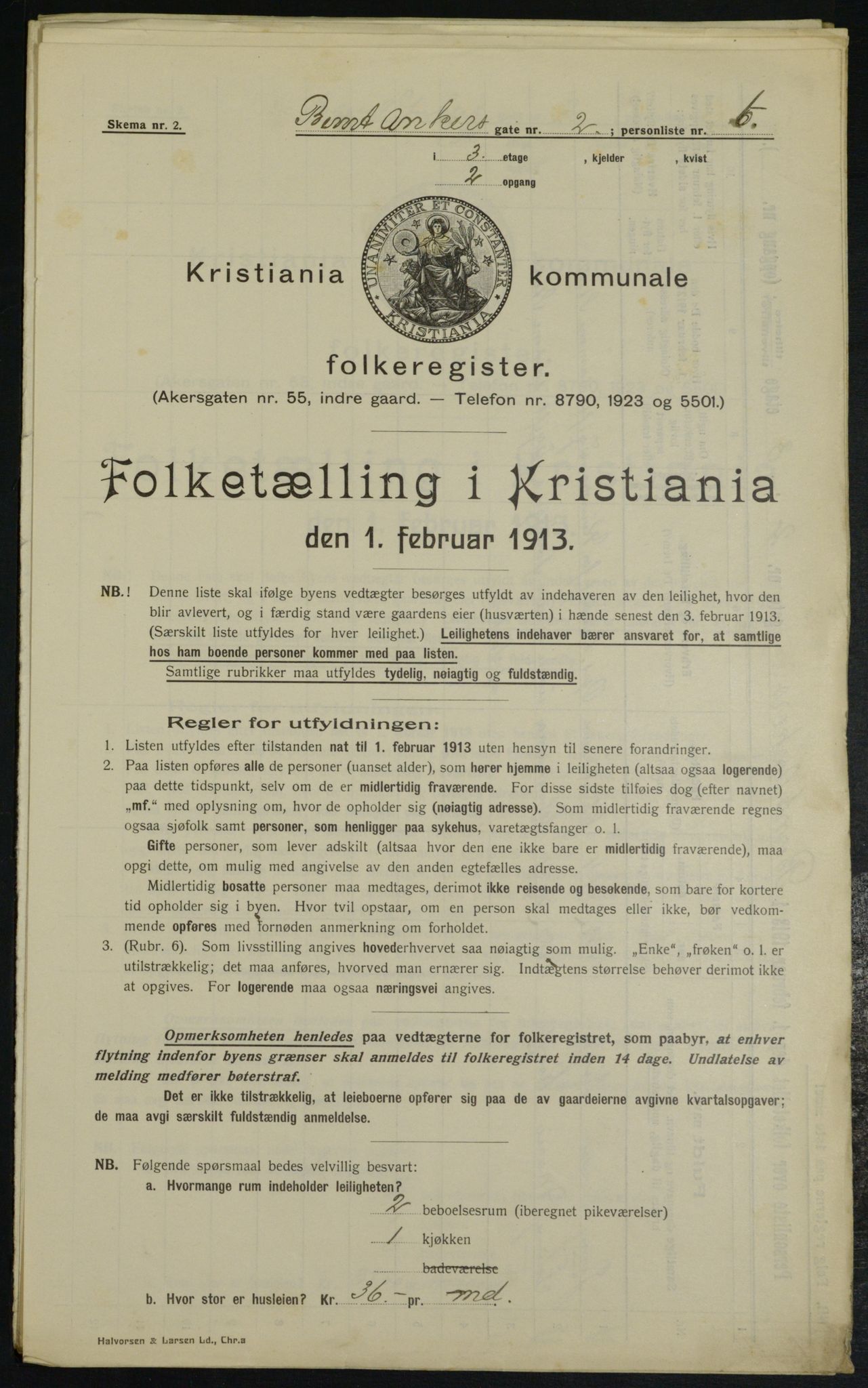 OBA, Kommunal folketelling 1.2.1913 for Kristiania, 1913, s. 4413