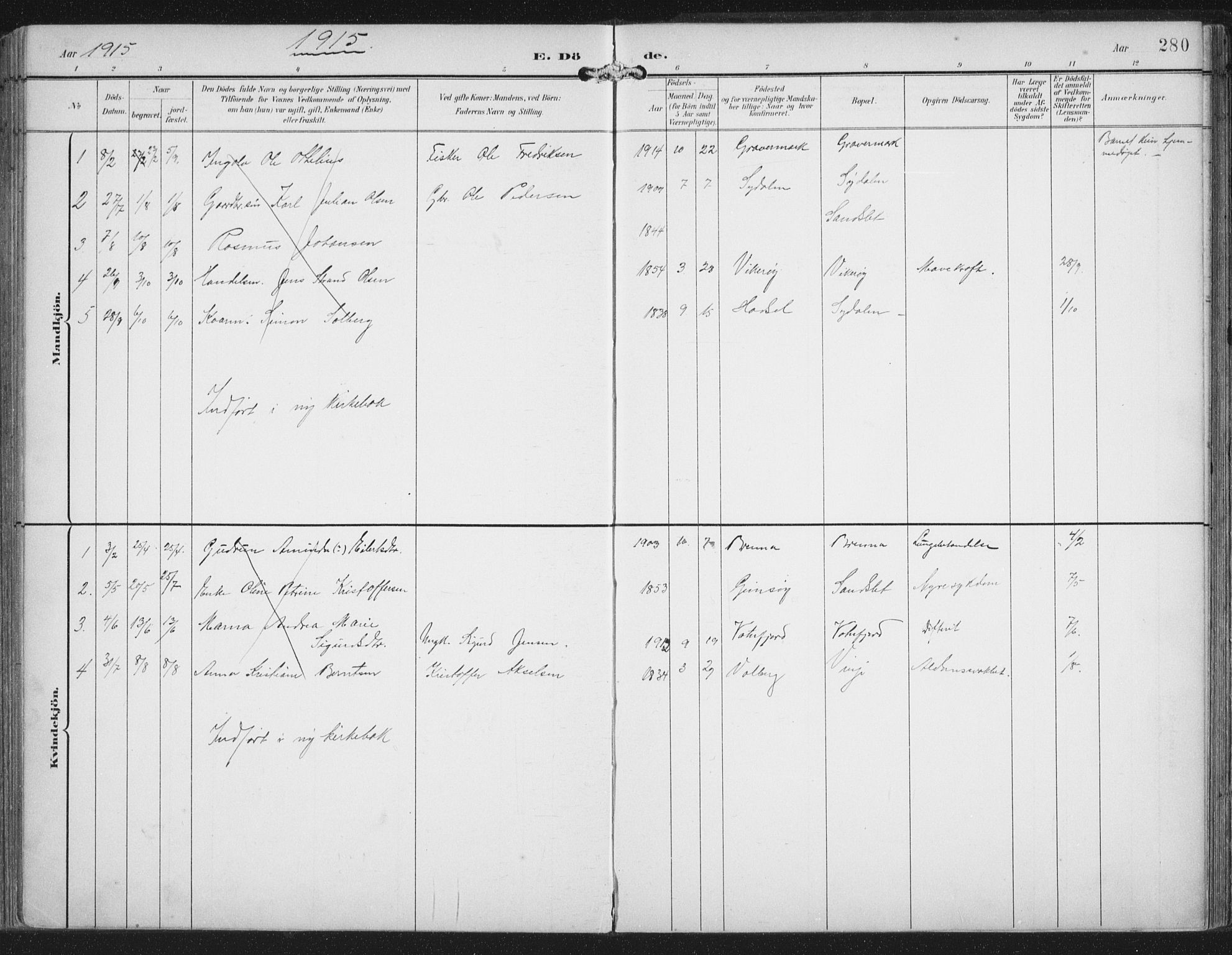 Ministerialprotokoller, klokkerbøker og fødselsregistre - Nordland, AV/SAT-A-1459/876/L1098: Ministerialbok nr. 876A04, 1896-1915, s. 280