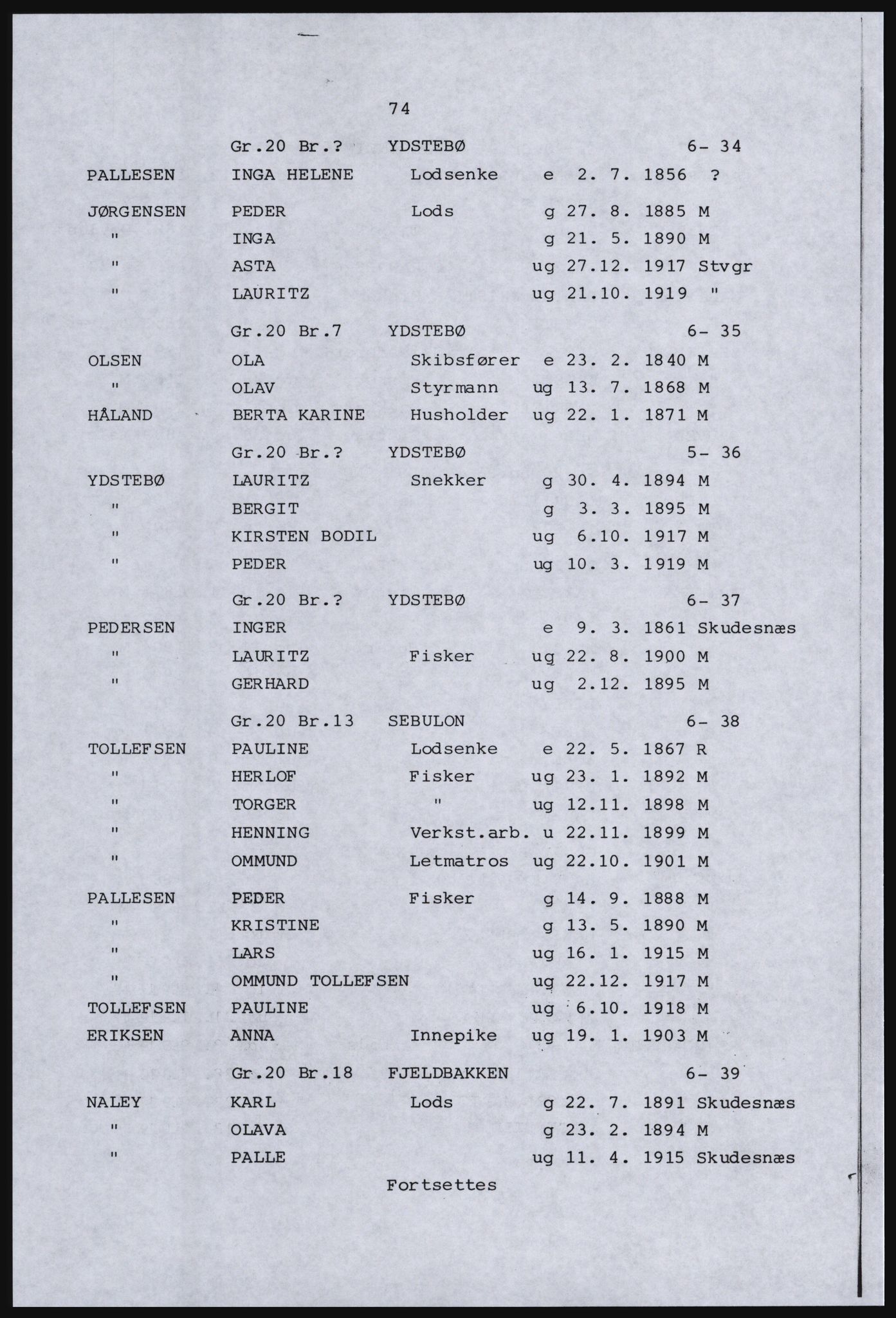 SAST, Avskrift av folketellingen 1920 for Ryfylkeøyene, 1920, s. 86