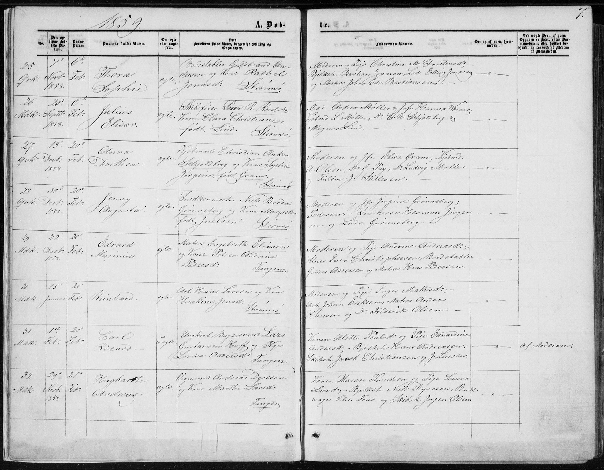 Strømsø kirkebøker, AV/SAKO-A-246/F/Fa/L0015: Ministerialbok nr. I 15, 1859-1868, s. 7