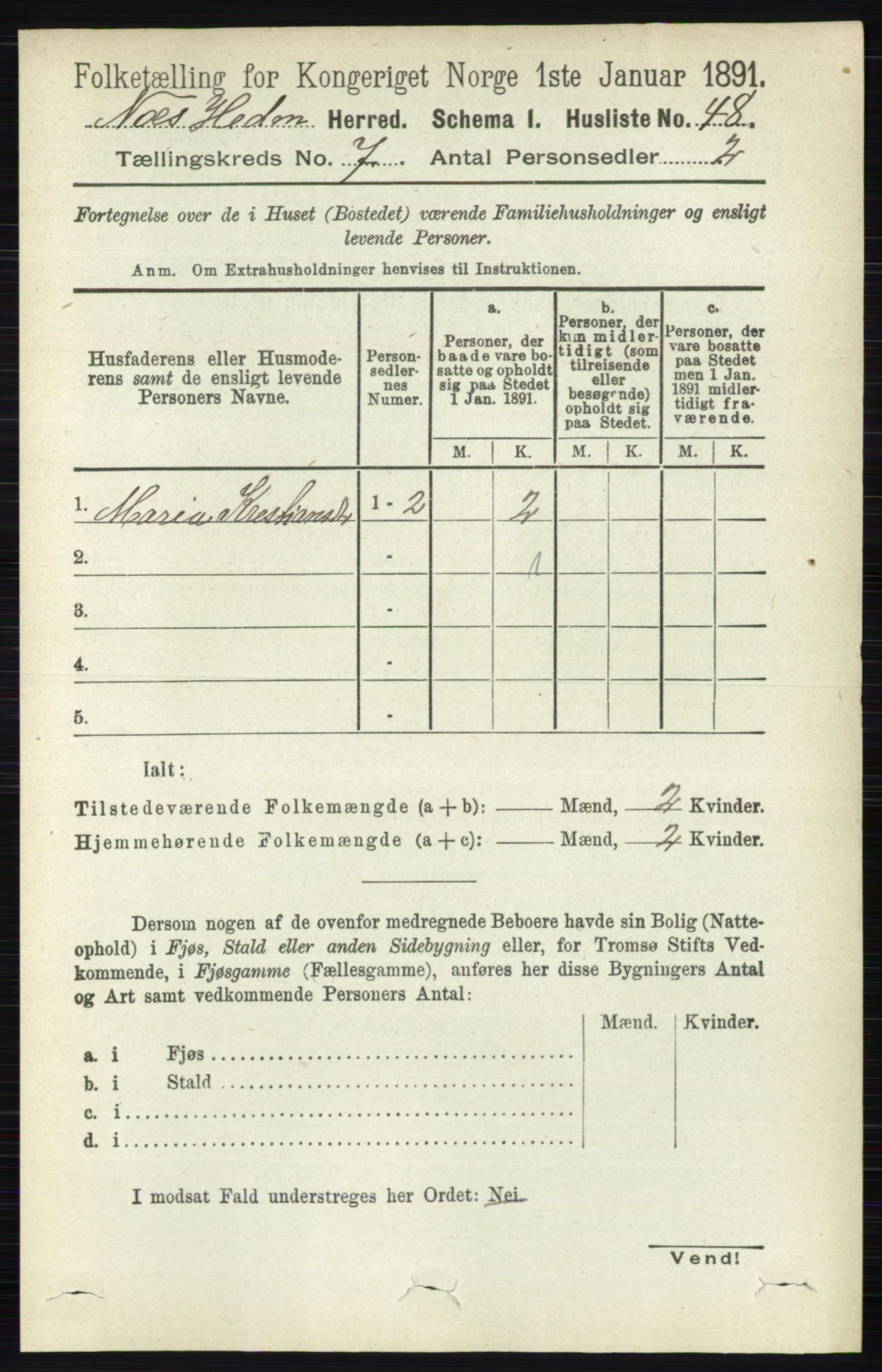 RA, Folketelling 1891 for 0411 Nes herred, 1891, s. 3876