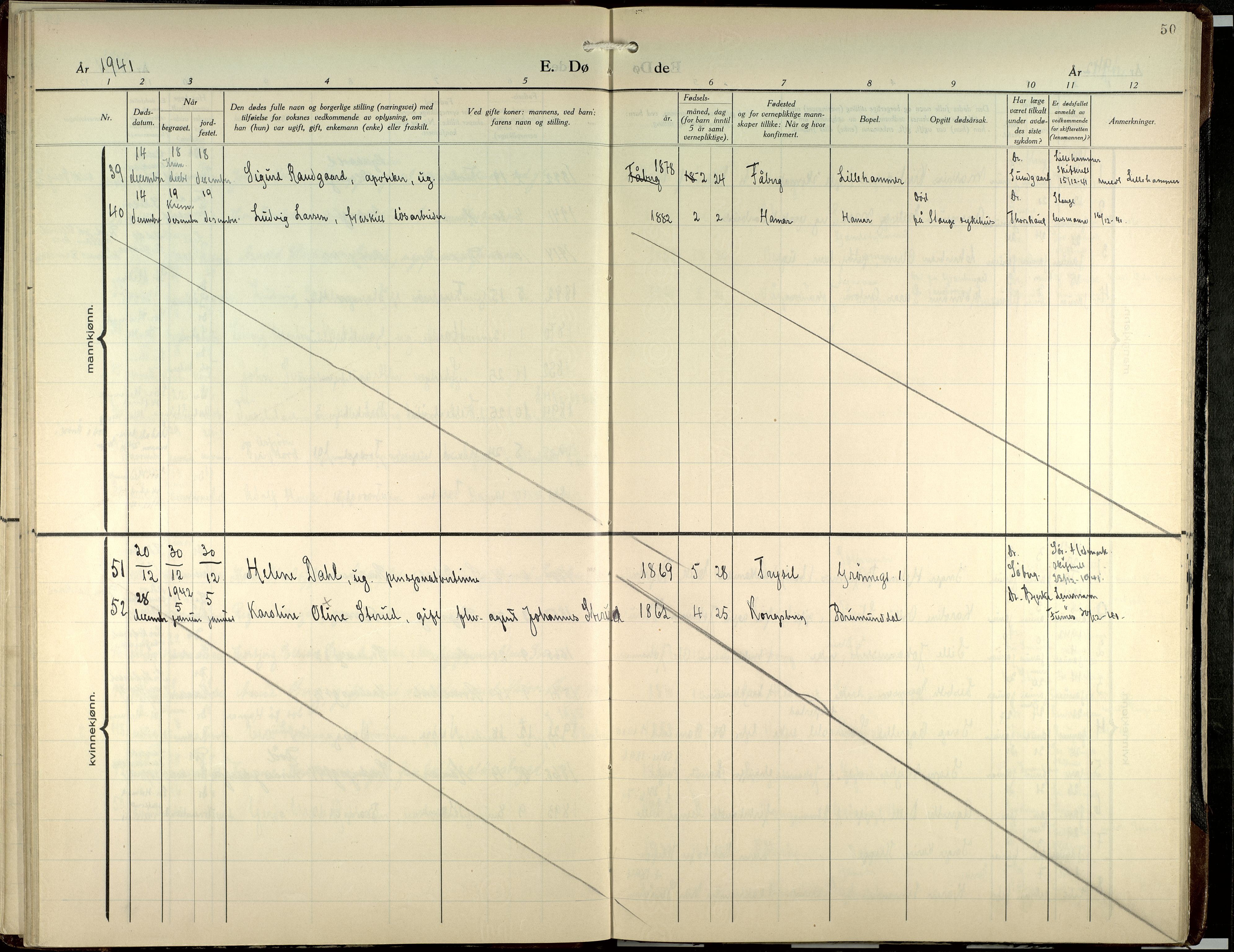 Hamar prestekontor, AV/SAH-DOMPH-002/H/Ha/Haa/L0007: Ministerialbok nr. 7, 1933-1953, s. 50