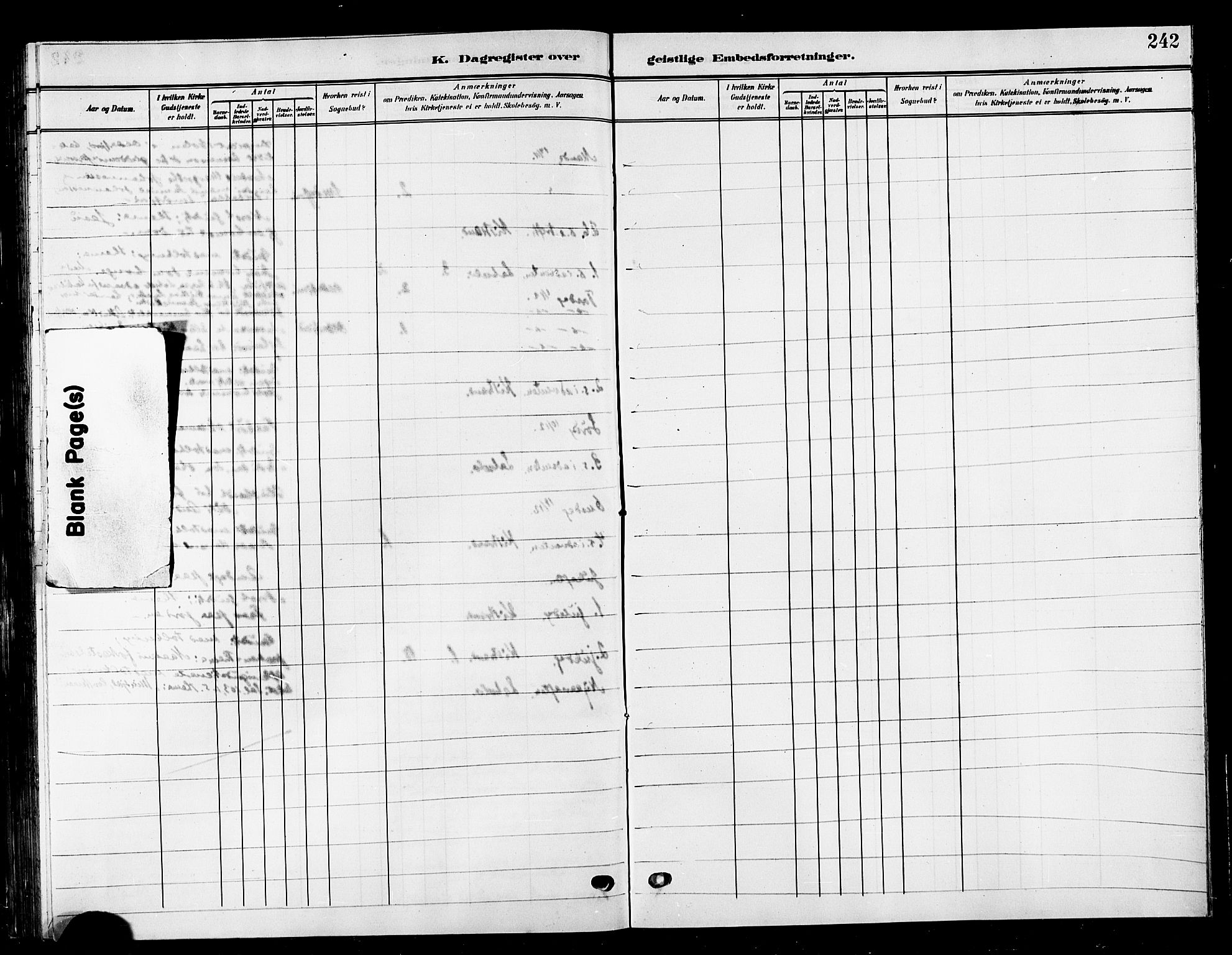 Kistrand/Porsanger sokneprestembete, AV/SATØ-S-1351/H/Hb/L0006.klokk: Klokkerbok nr. 6, 1905-1917, s. 242