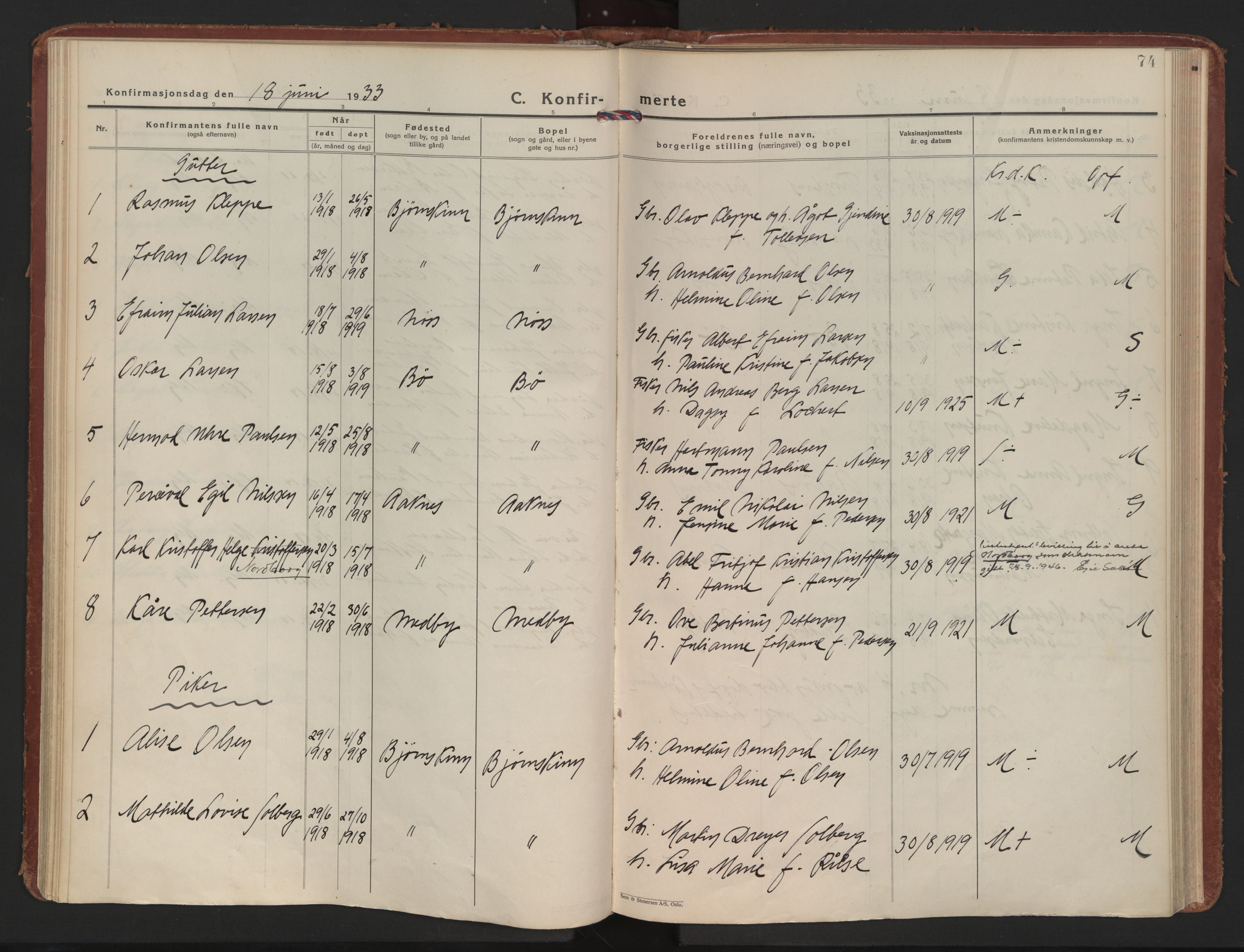 Ministerialprotokoller, klokkerbøker og fødselsregistre - Nordland, AV/SAT-A-1459/898/L1424: Ministerialbok nr. 898A04, 1928-1946, s. 74