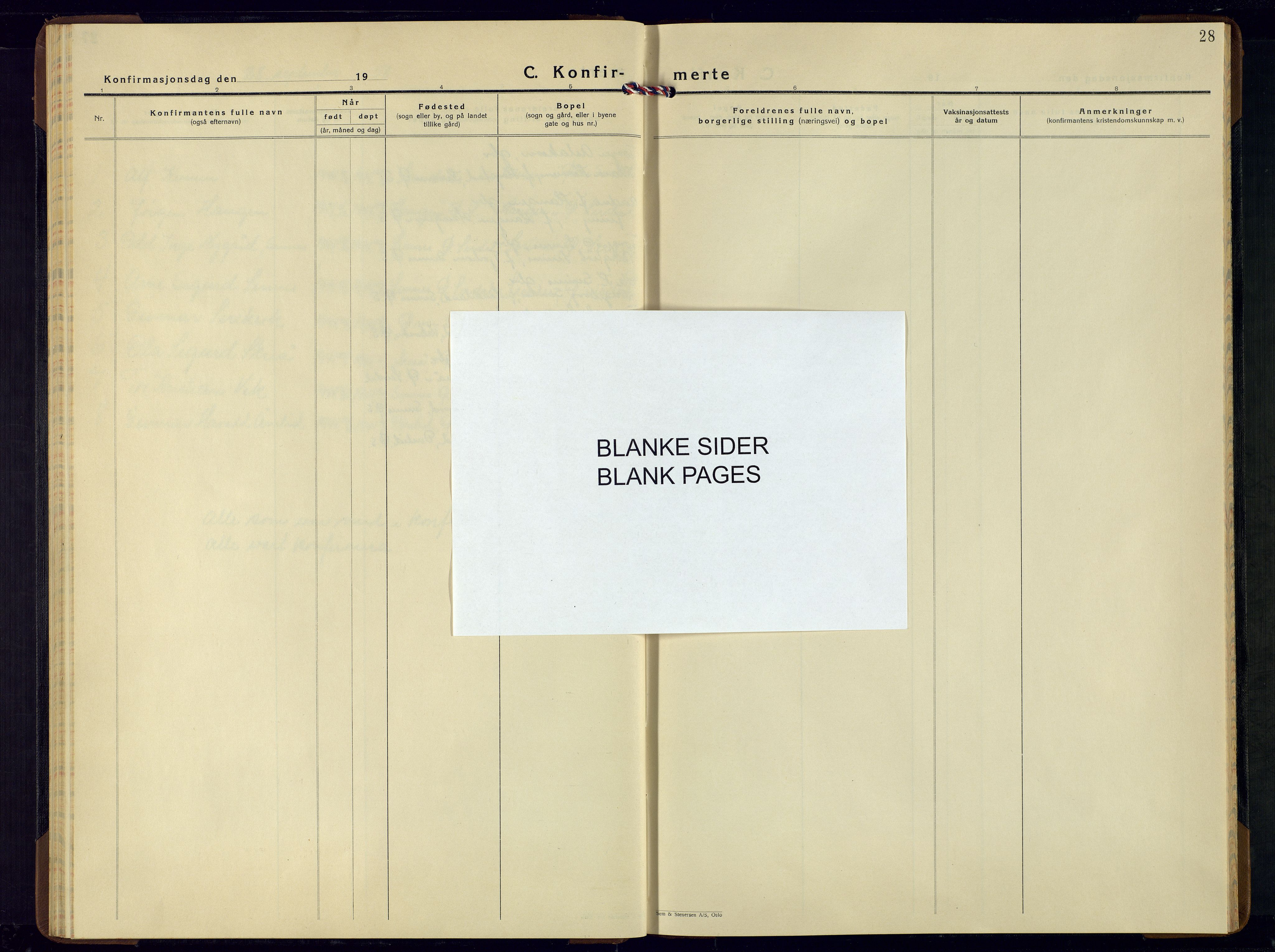 Sirdal sokneprestkontor, SAK/1111-0036/F/Fb/Fba/L0003: Klokkerbok nr. B-3, 1935-1958, s. 28