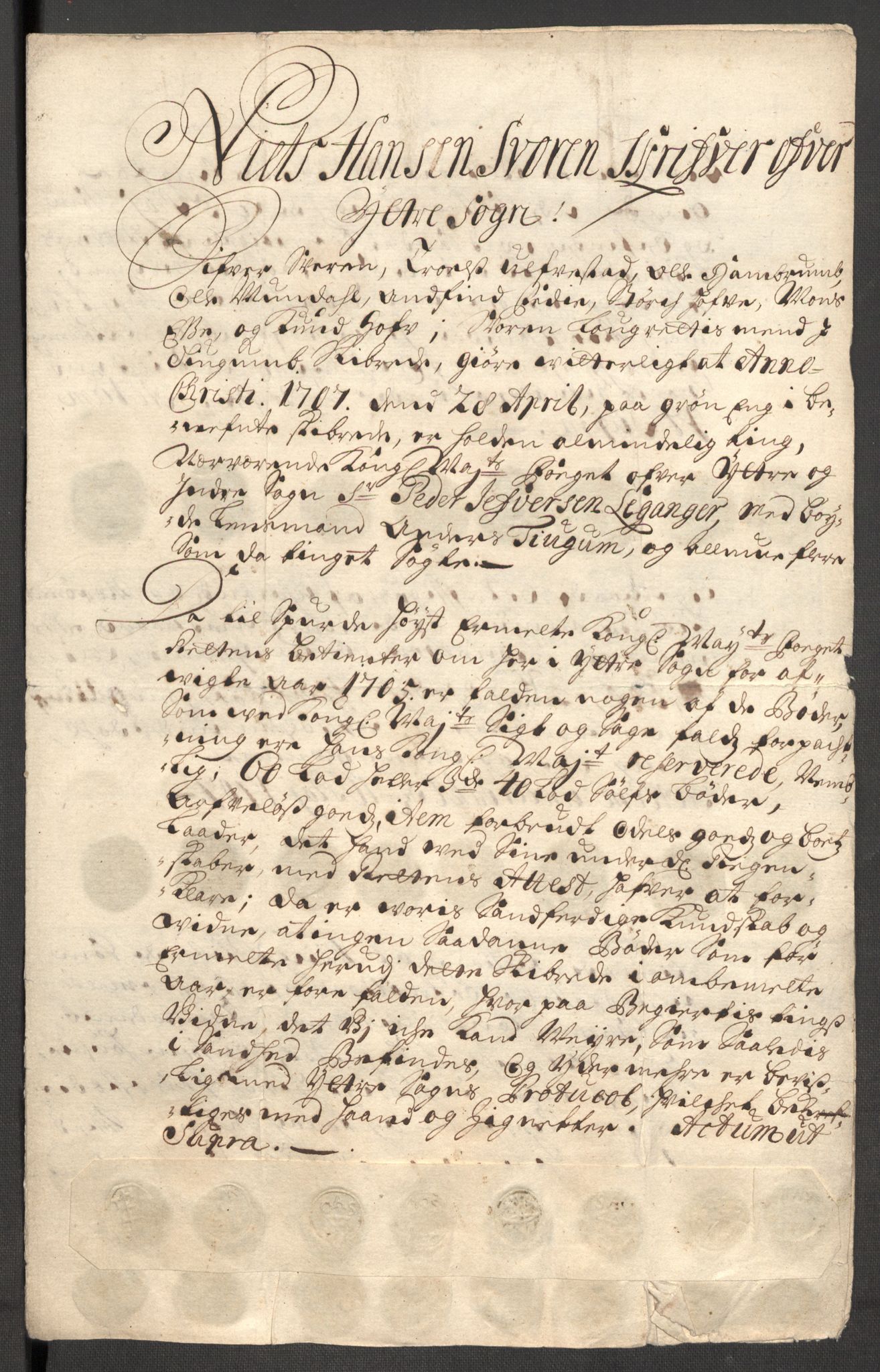 Rentekammeret inntil 1814, Reviderte regnskaper, Fogderegnskap, RA/EA-4092/R52/L3314: Fogderegnskap Sogn, 1705-1707, s. 210