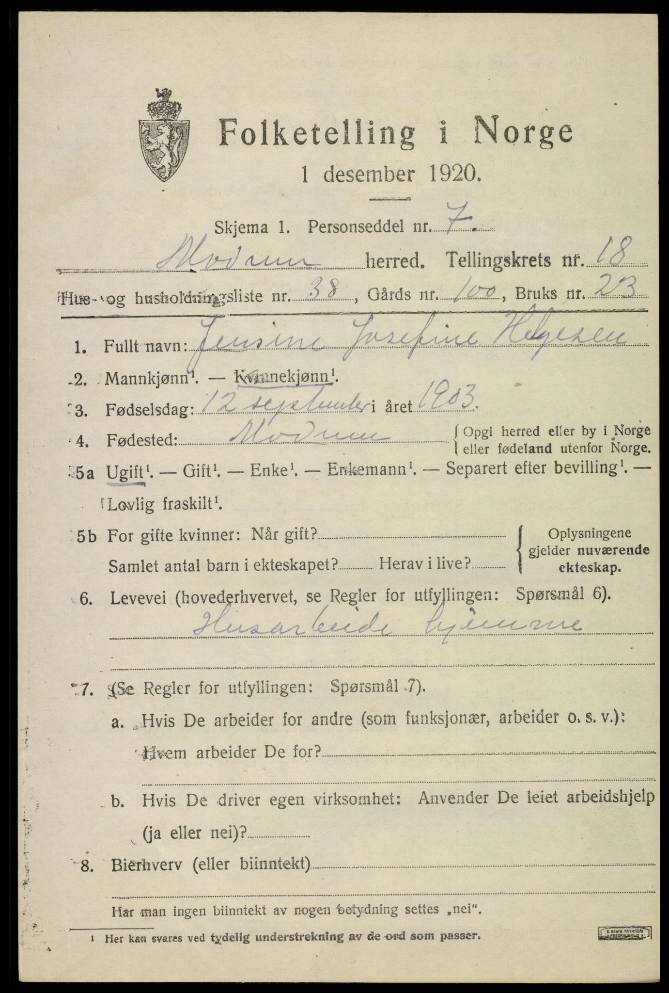 SAKO, Folketelling 1920 for 0623 Modum herred, 1920, s. 21331