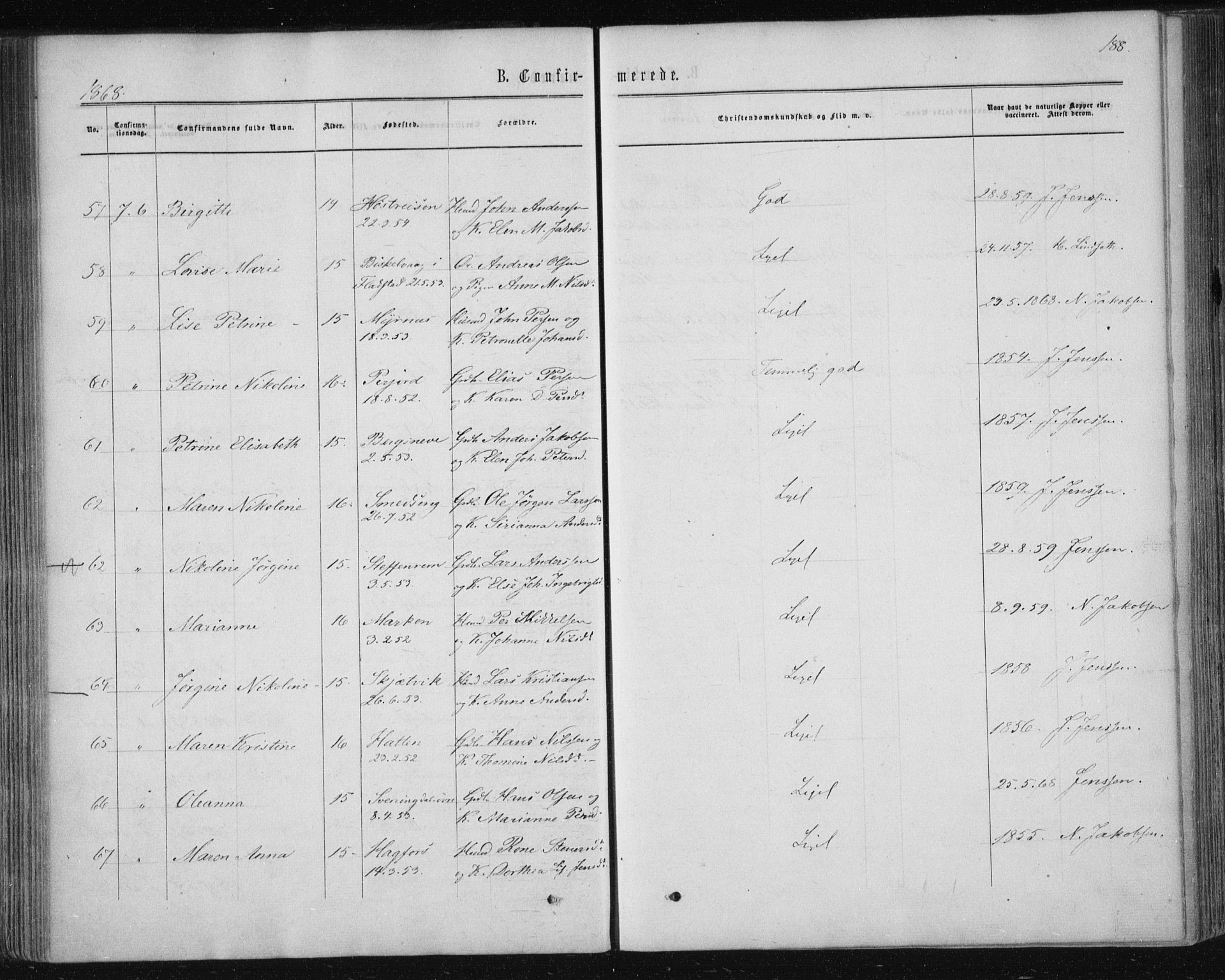 Ministerialprotokoller, klokkerbøker og fødselsregistre - Nordland, AV/SAT-A-1459/820/L0294: Ministerialbok nr. 820A15, 1866-1879, s. 188