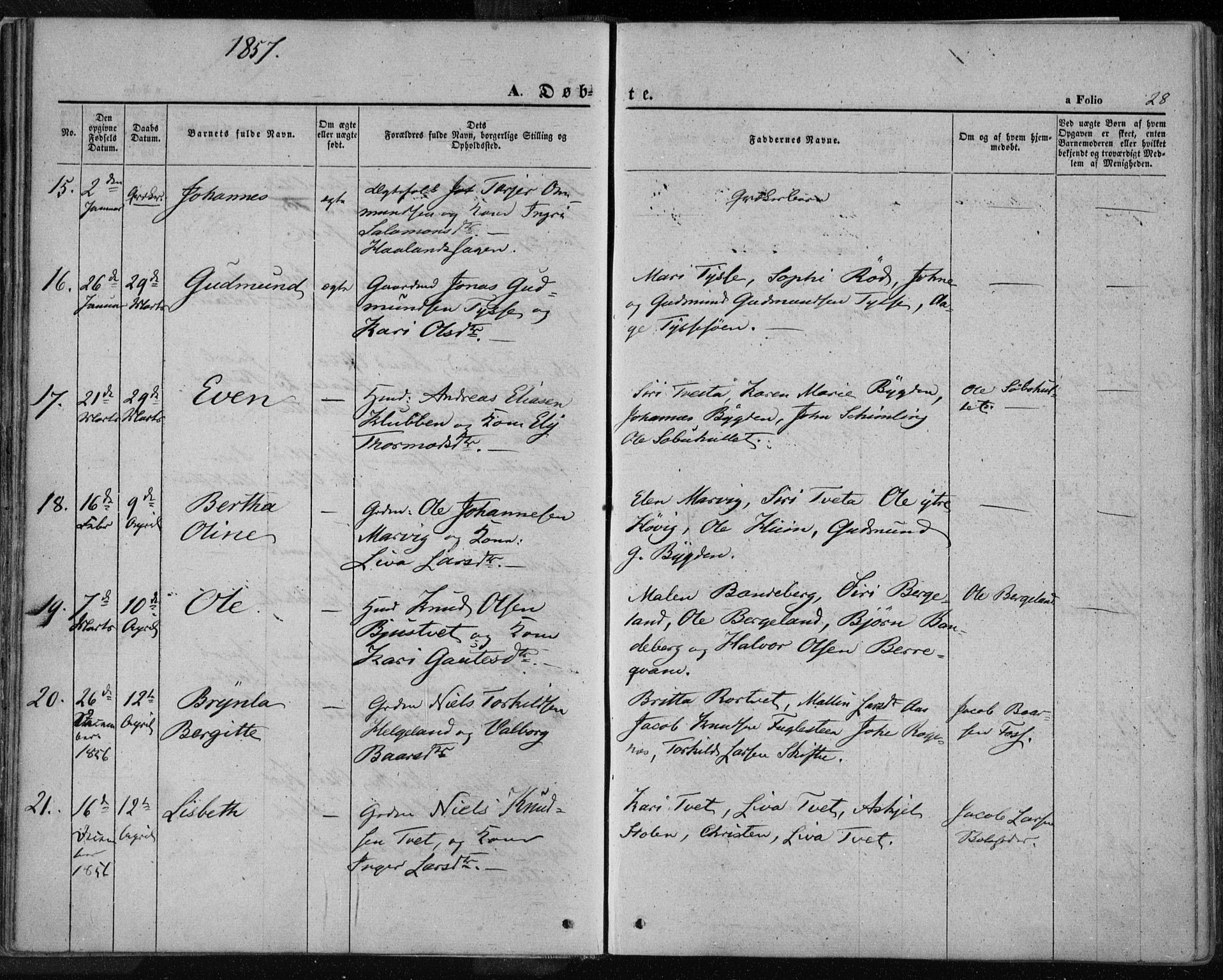 Jelsa sokneprestkontor, AV/SAST-A-101842/01/IV: Ministerialbok nr. A 7, 1854-1866, s. 28
